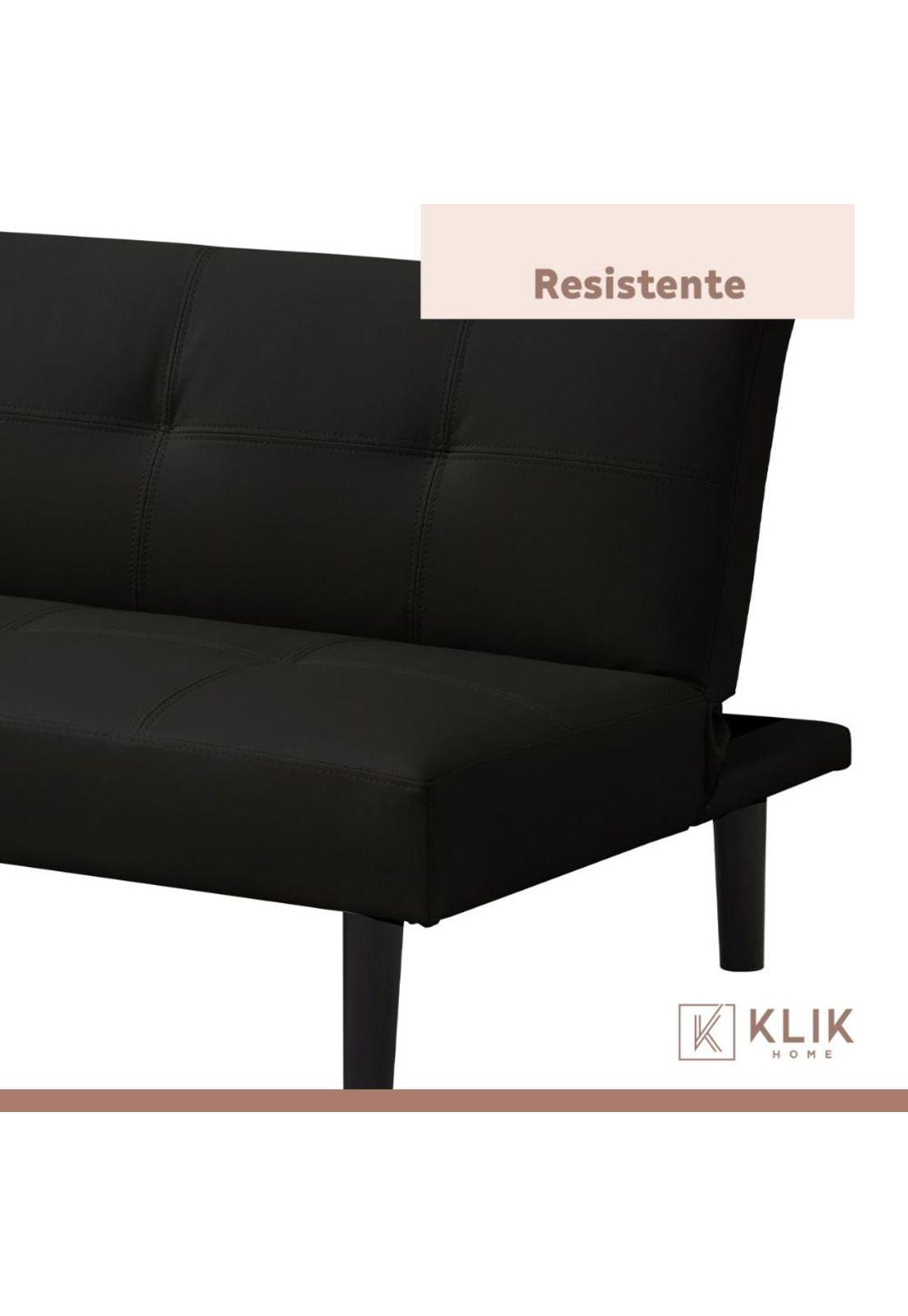 Futón Sofá Cama 2 cuerpos Sofía - Ecocuero Negro-6