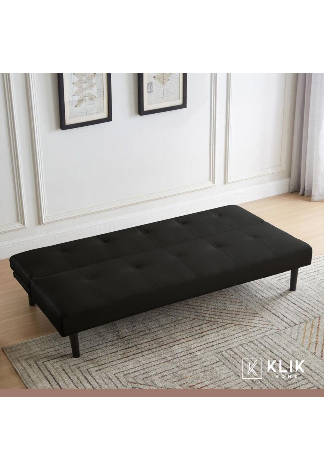 Futón Sofá Cama 2 cuerpos Sofía - Ecocuero Negro-7