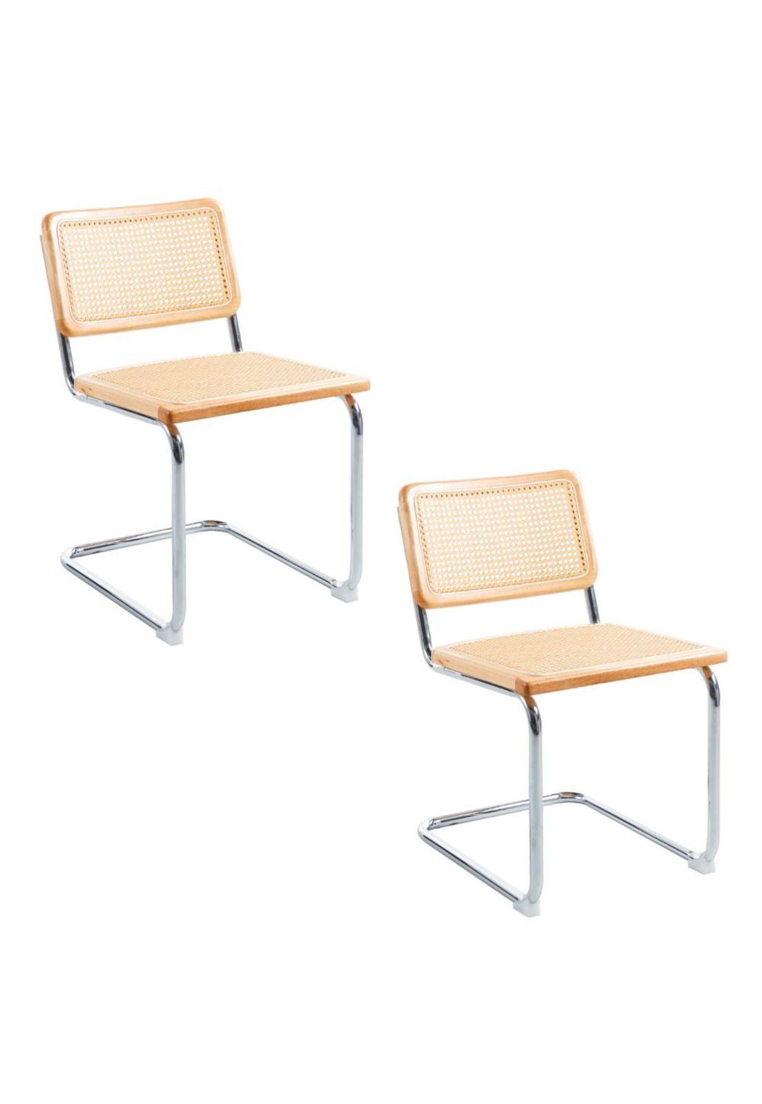 Pack de 2 Sillas Breuer Madera y Rattan - Madera-0