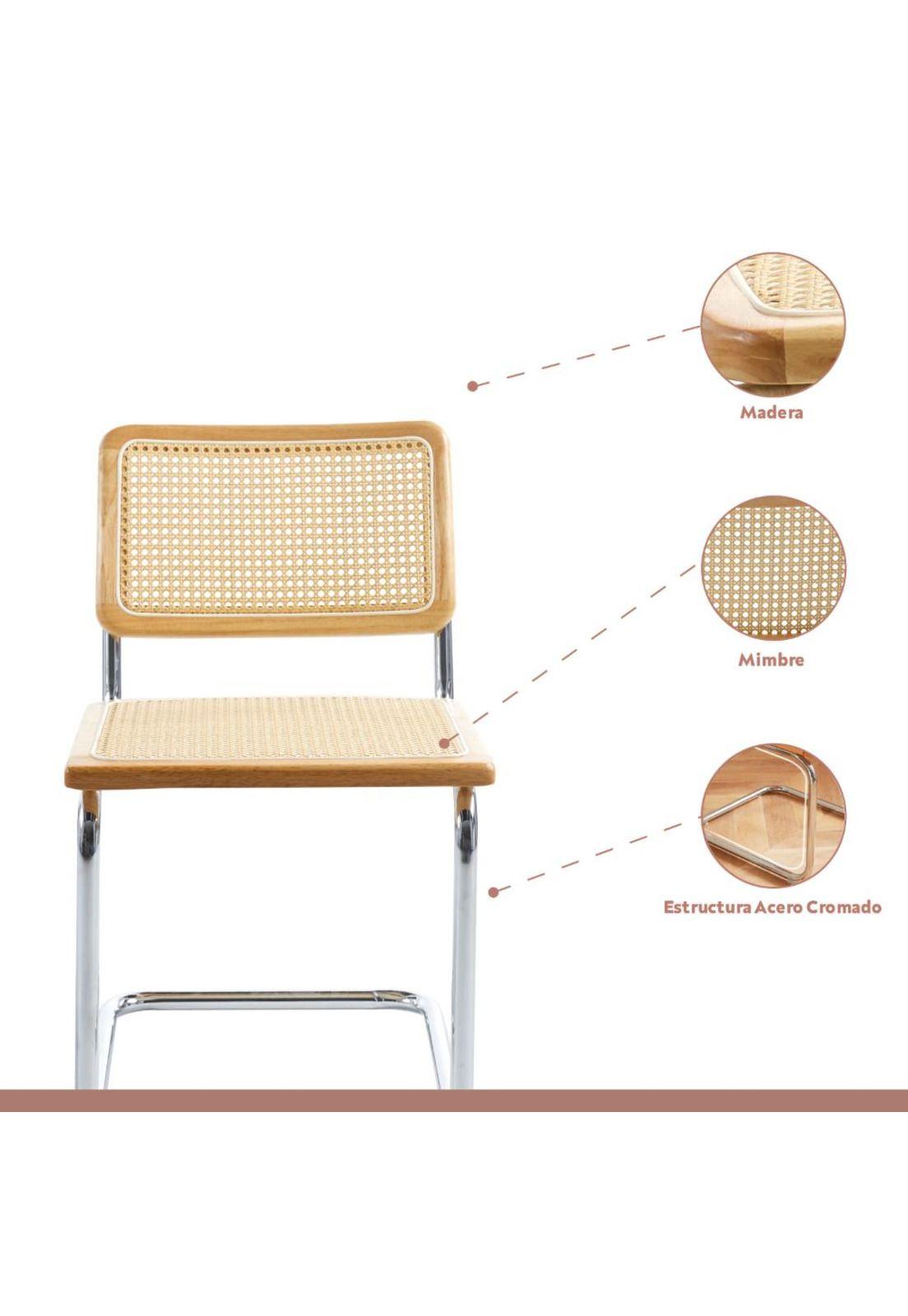 Pack de 2 Sillas Breuer Madera y Rattan - Madera-2