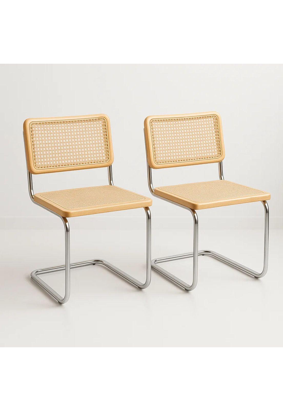 Pack de 2 Sillas Breuer Madera y Rattan - Madera-0