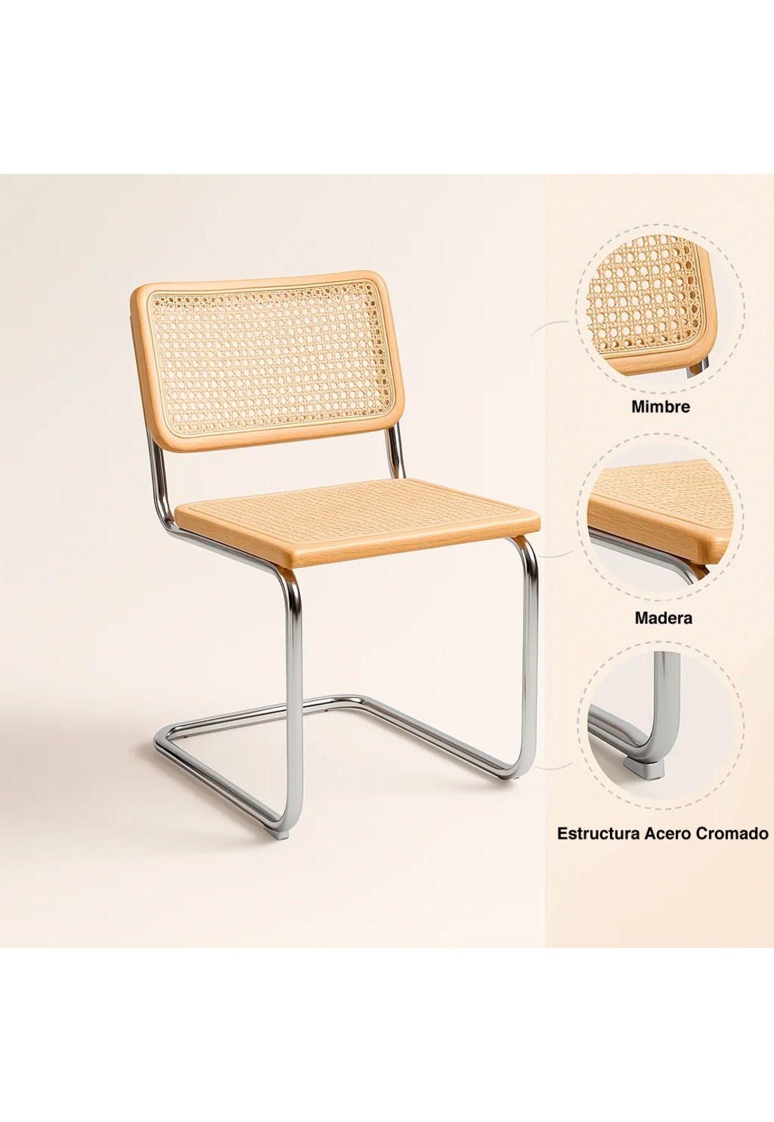 Pack de 2 Sillas Breuer Madera y Rattan - Madera-4