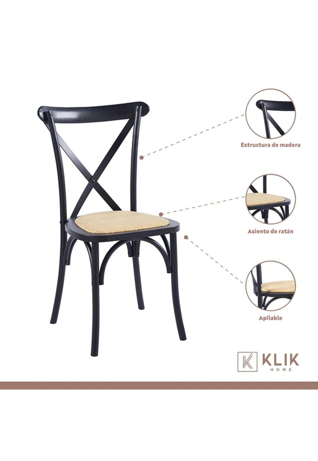 Comedor Mesa de Vidrio Nórdica 140x90cm + 6 sillas Crossback Madera Negras-3