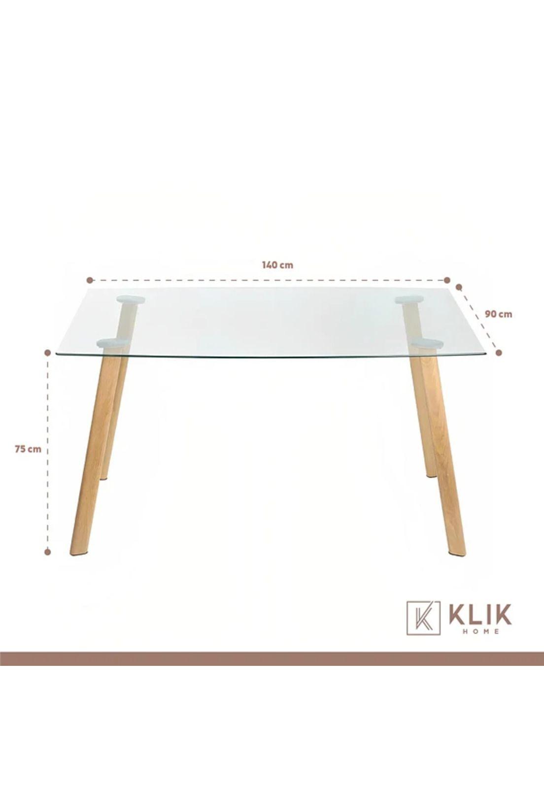 Comedor Mesa de Vidrio Nórdica 140x90cm + 6 sillas Crossback Madera Negras-4