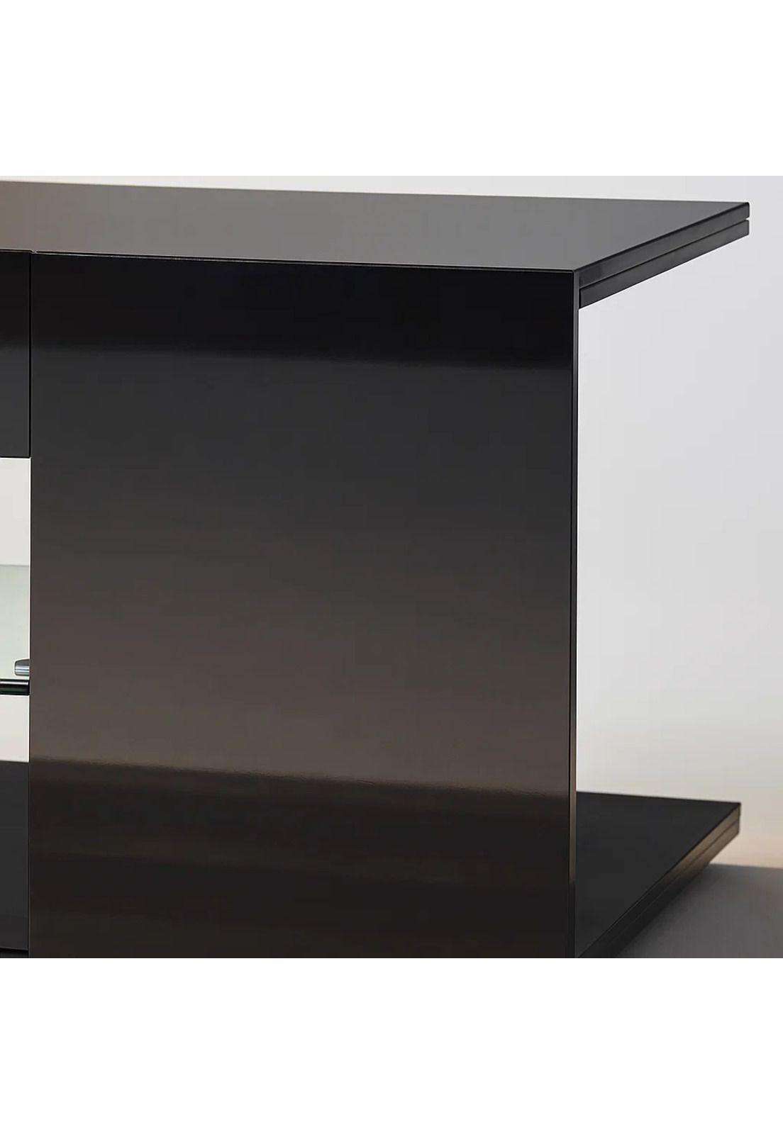 Mueble de TV Moderno Negro con Luces LED y Compartimentos-5