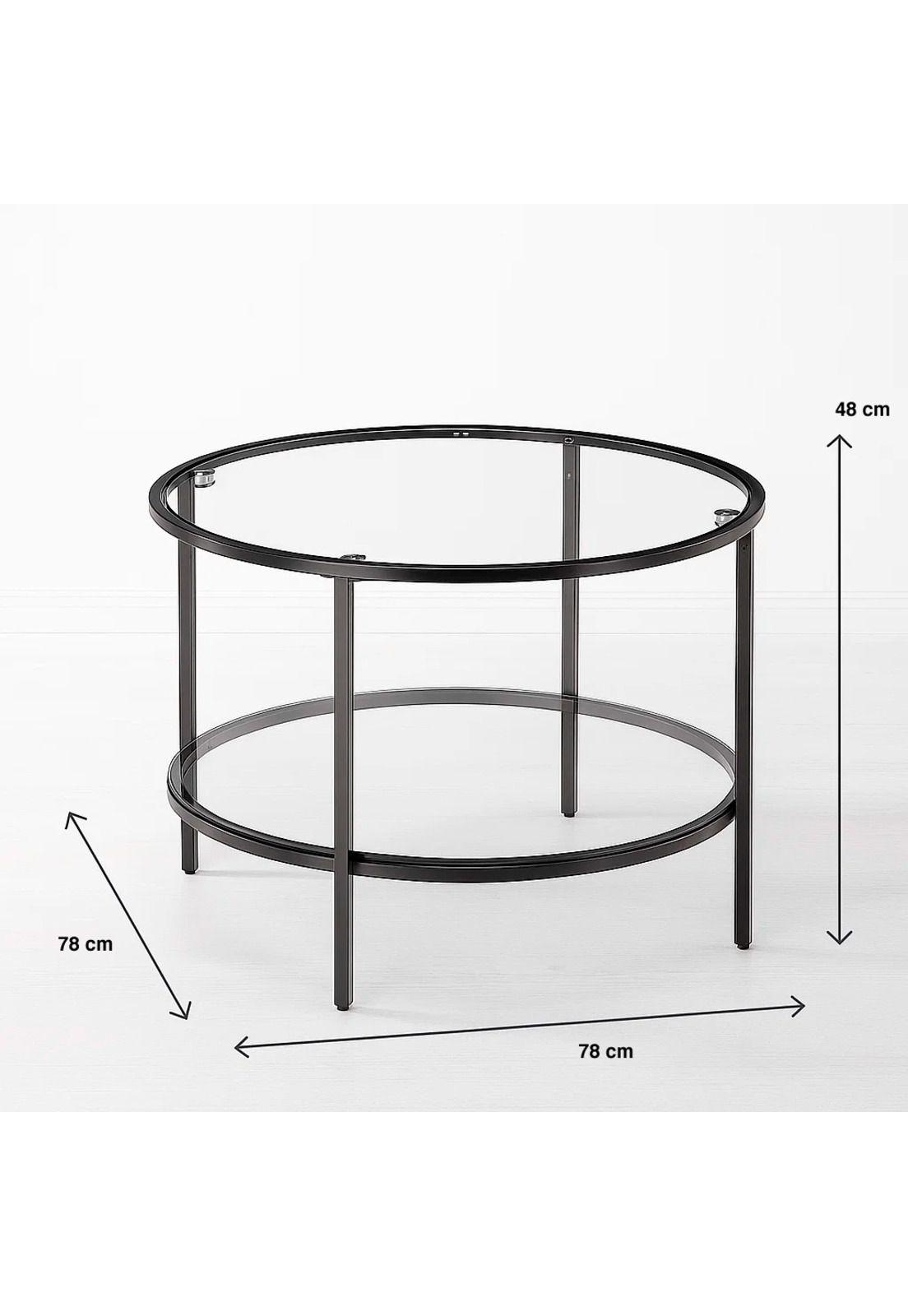 Mesa de Centro Orbe con Vidrio y Metal Negro-3