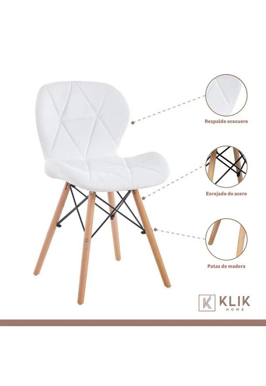 Comedor Mesa Redonda de Vidrio 80cm + 4 Sillas Radar blancas-2