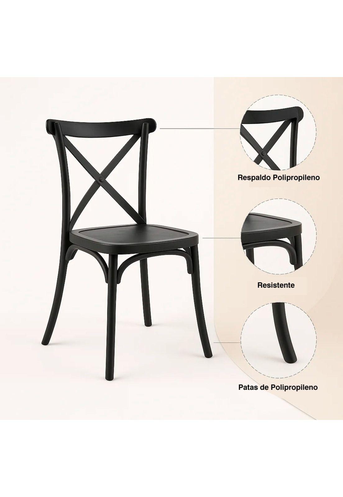 Silla Crossback Danubio de Terraza Exterior o Comedor - Negra-4