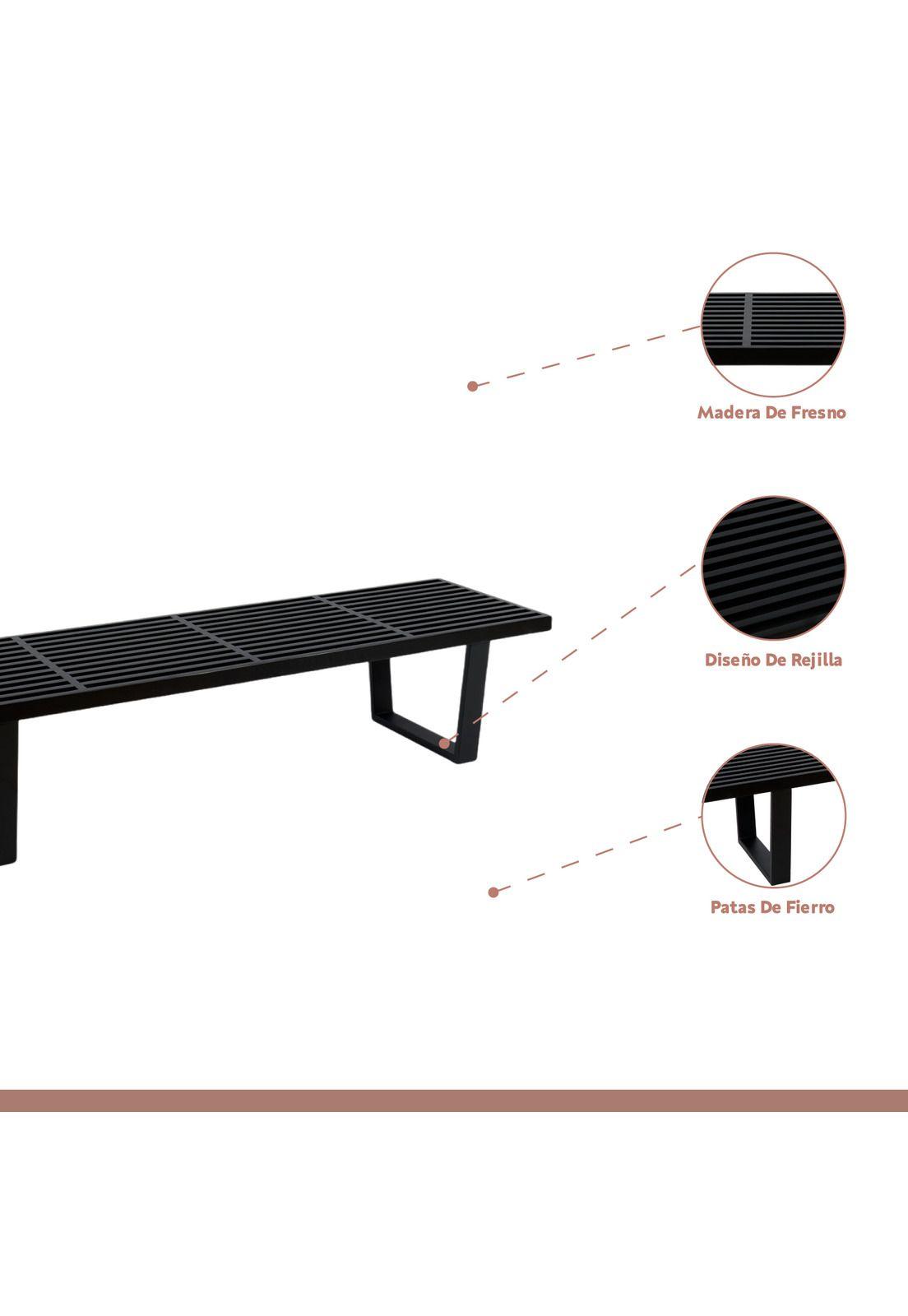 Banqueta de Madera y Metal George Nelson 160cm - Negra-2