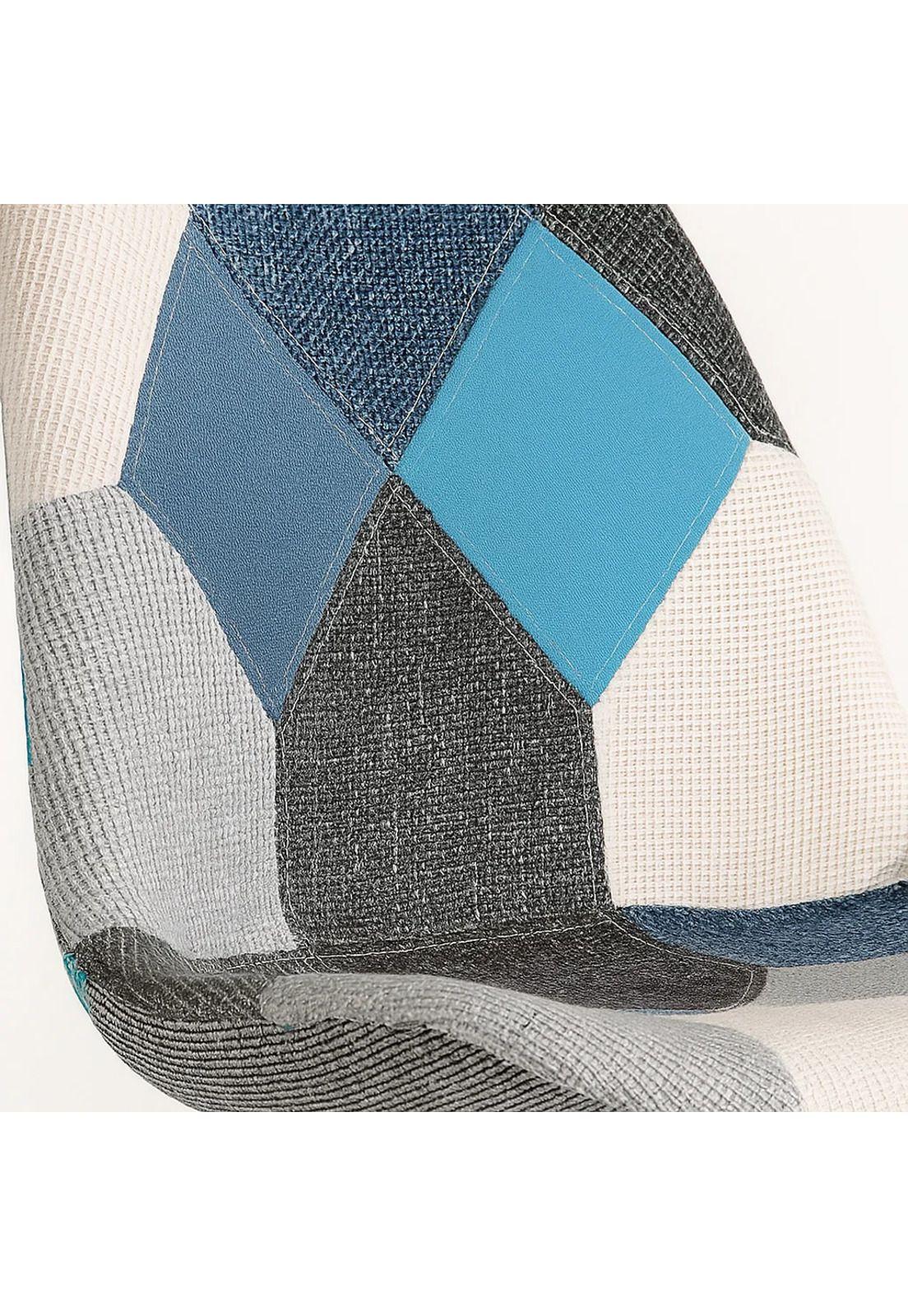 Silla Eames Patchwork Acolchada Tela Wood - Celeste-5