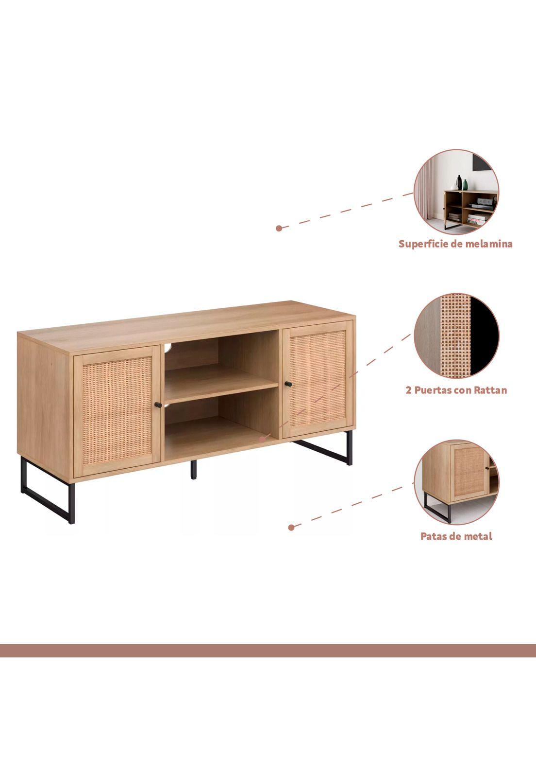 Rack de TV o Buffet Rattan Rustico Dos Puertas-2