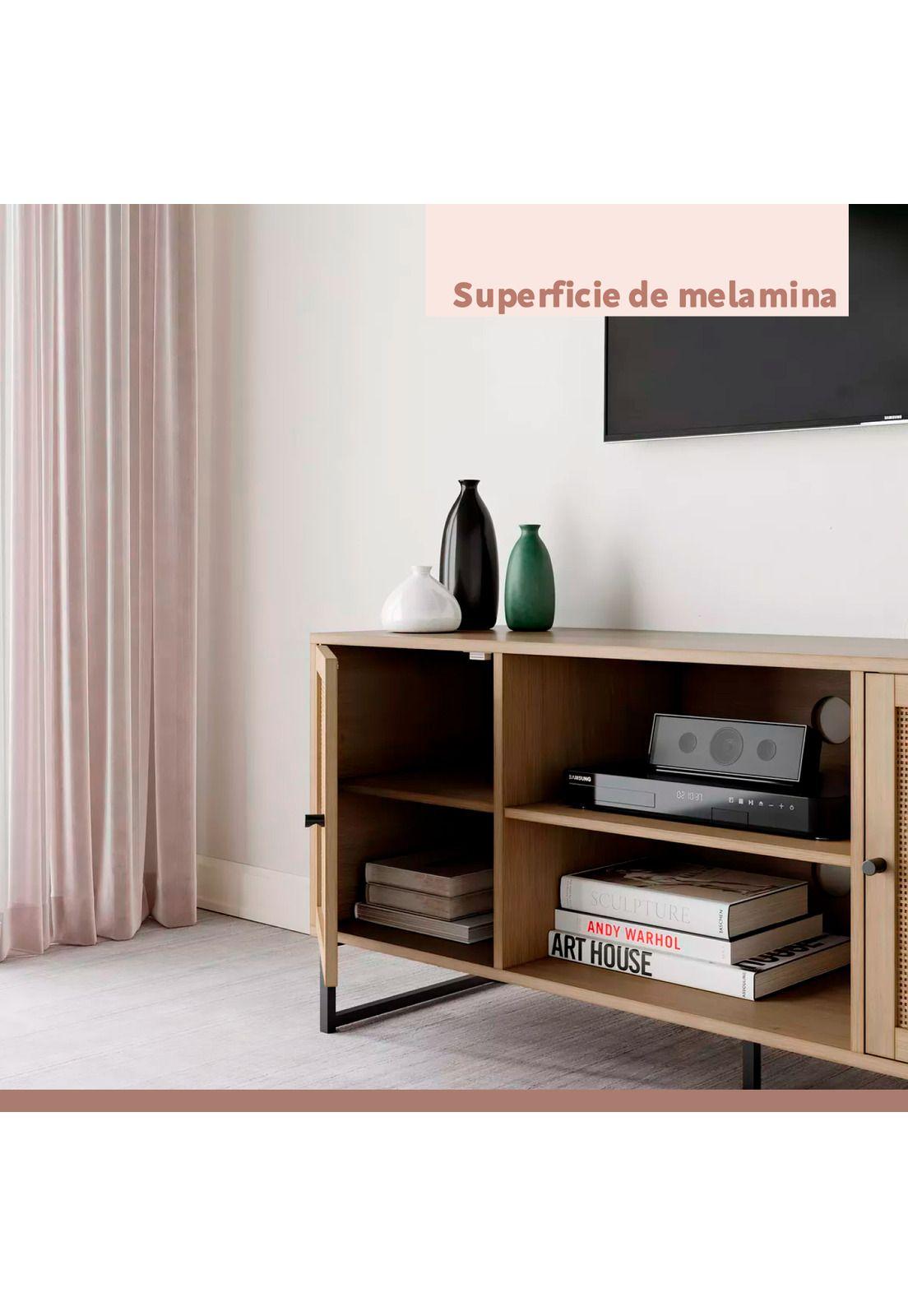 Rack de TV o Buffet Rattan Rustico Dos Puertas-4