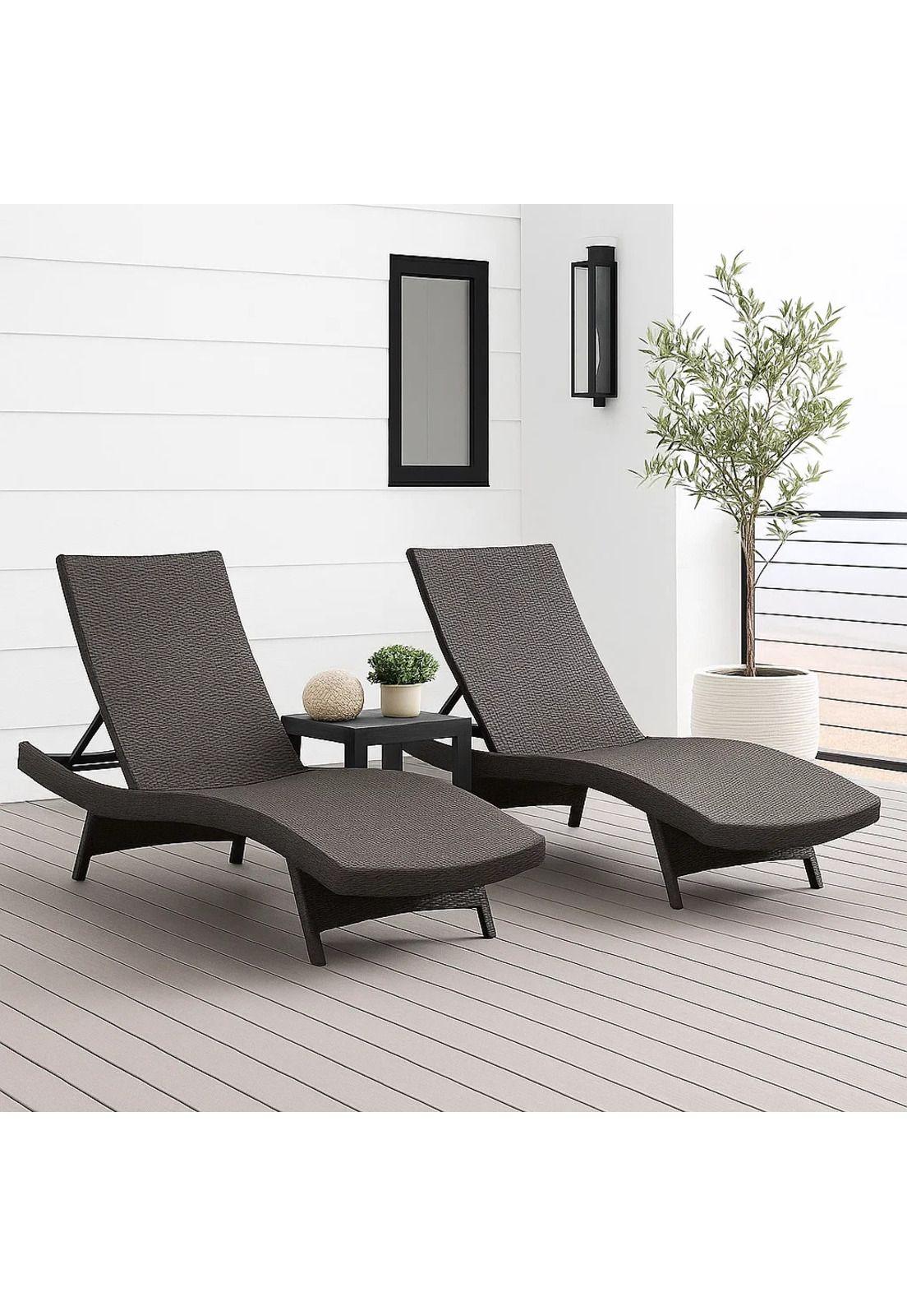 Pack de 2 Reposeras Moderna para Terraza o Piscina en Ratán-2