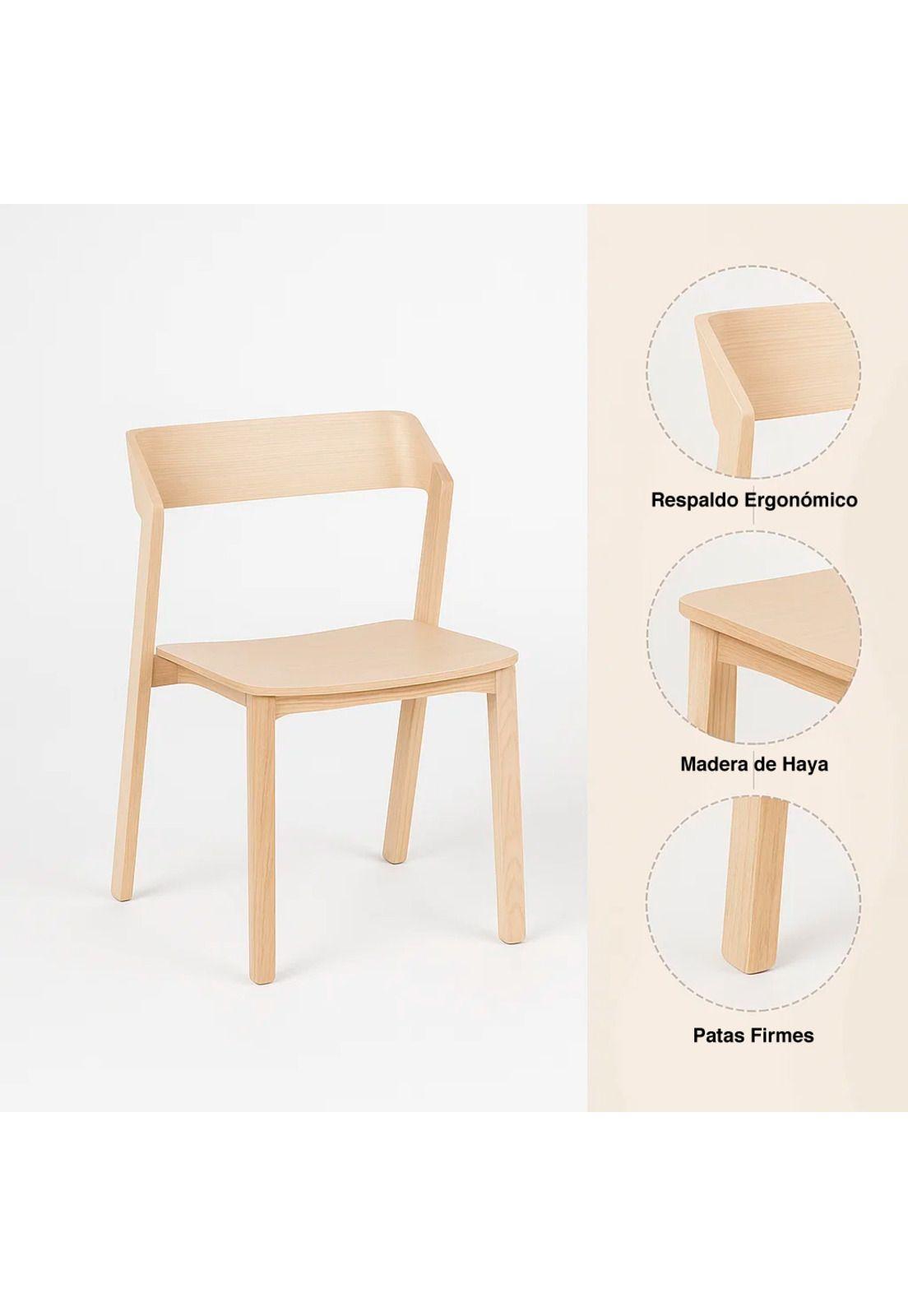 Pack de 4 Sillas de Comedor Madera Rover Viena Natural-4