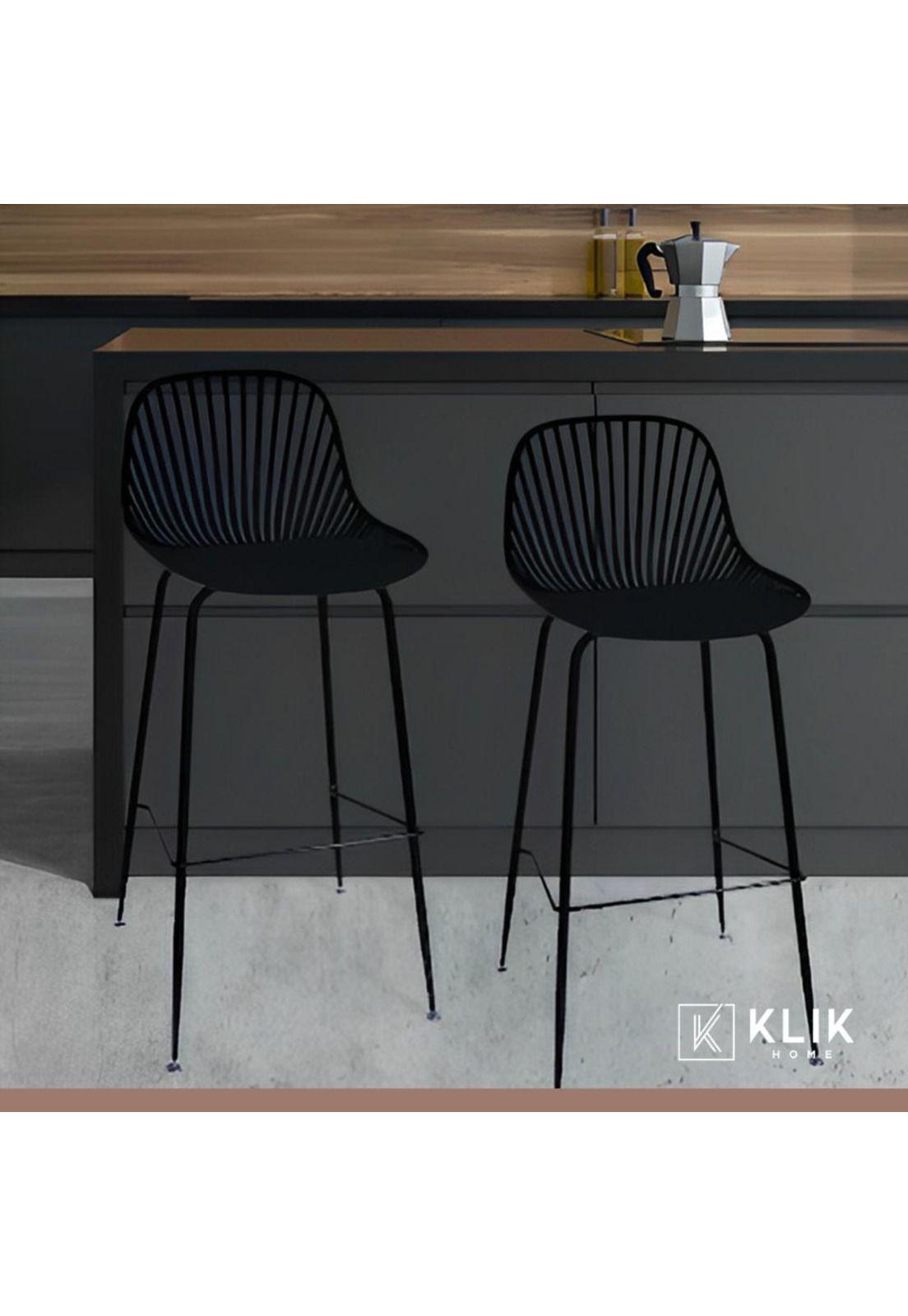 Pack de 4 Taburetes Piso Bar Tropea Alto - Negro-4