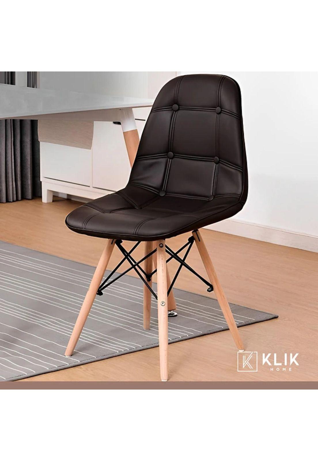 Comedor Mesa Rectangular de Vidrio 120x80 cm + 4 Sillas Buckle Acolchadas Ecocuero Negras-7