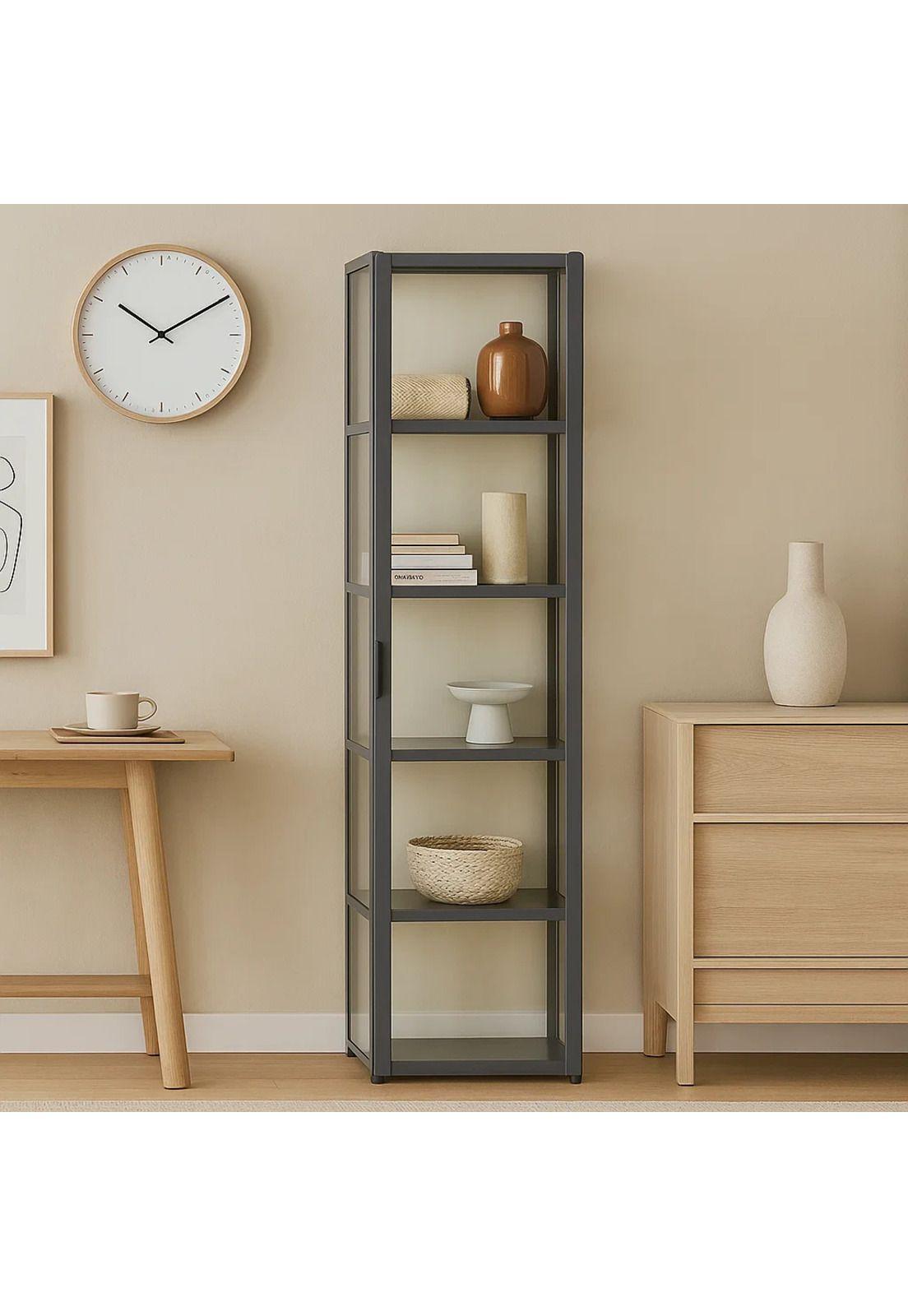 Vitrina BambooLine Estrecha con Puertas Acrílicas 5 Niveles-2