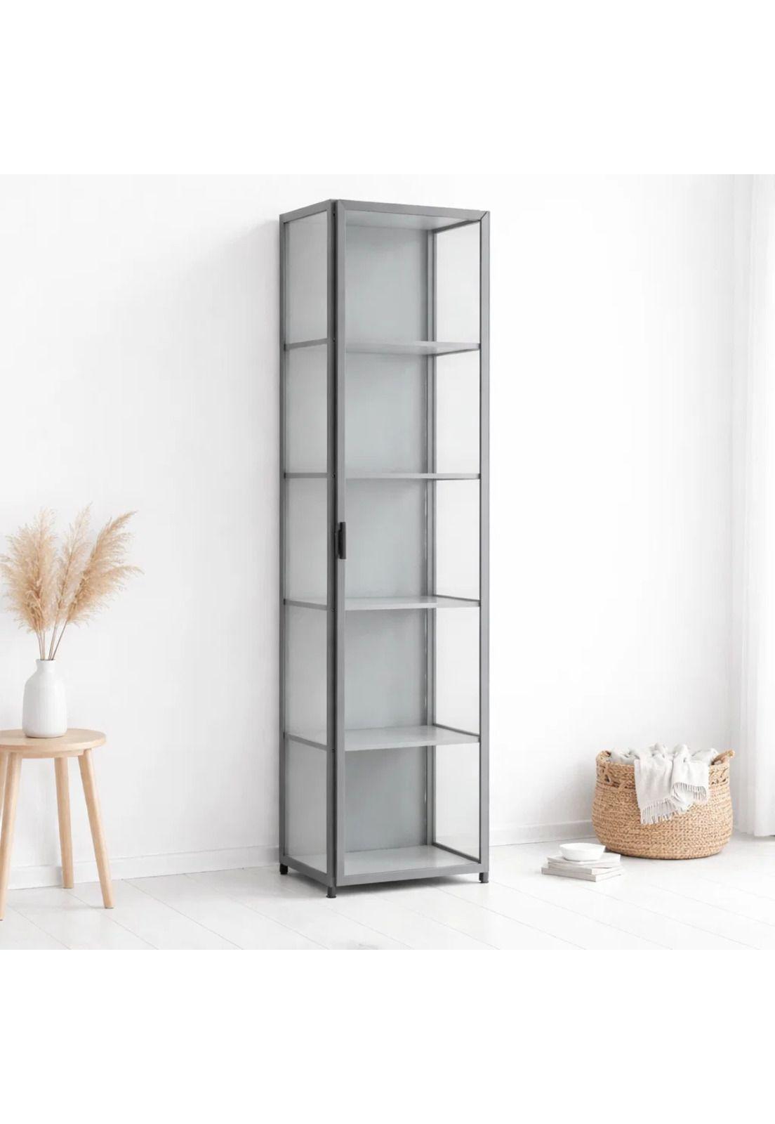 Vitrina BambooLine Estrecha con Puertas Acrílicas 5 Niveles 42x33x161-2