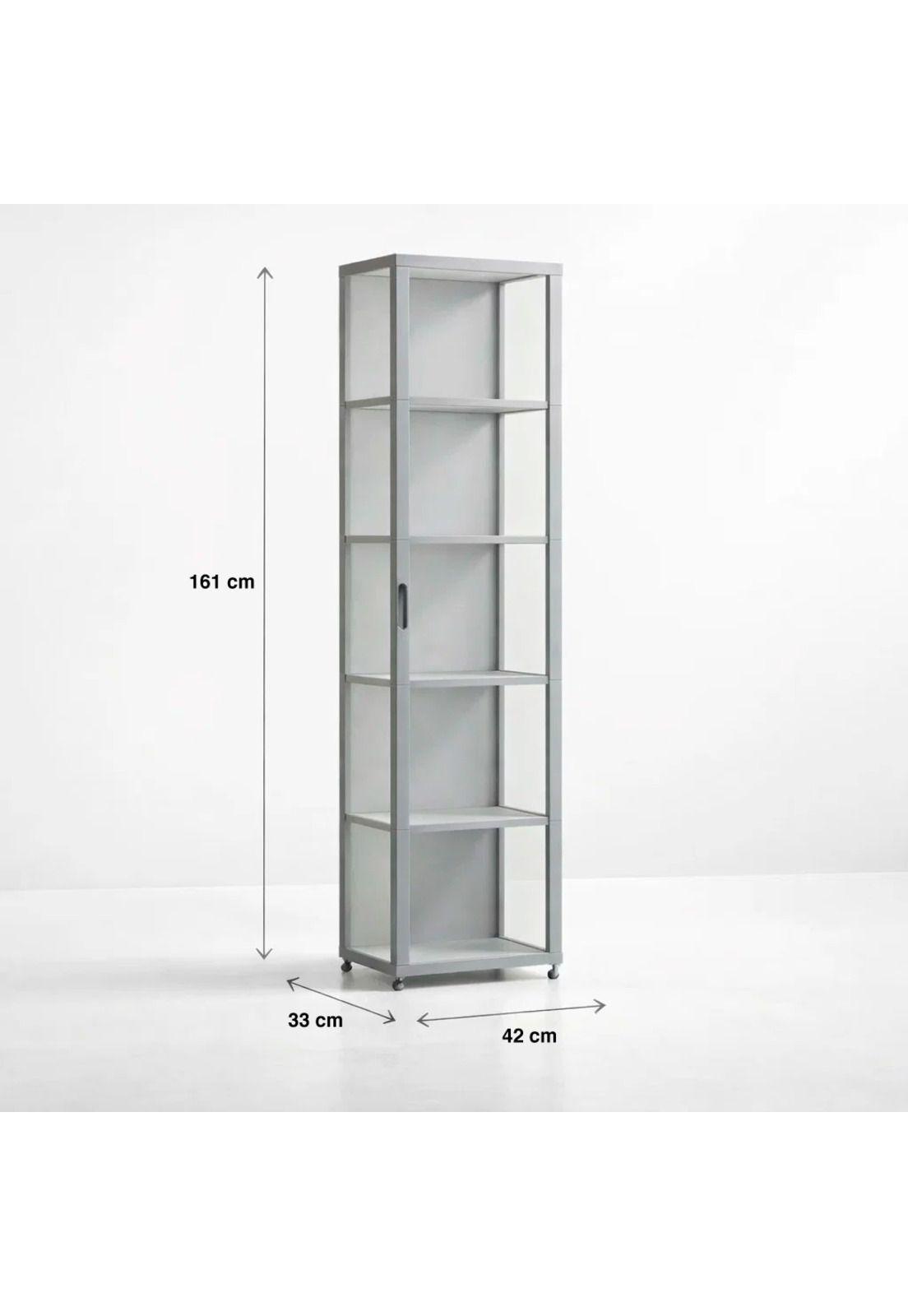 Vitrina BambooLine Estrecha con Puertas Acrílicas 5 Niveles 42x33x161-3