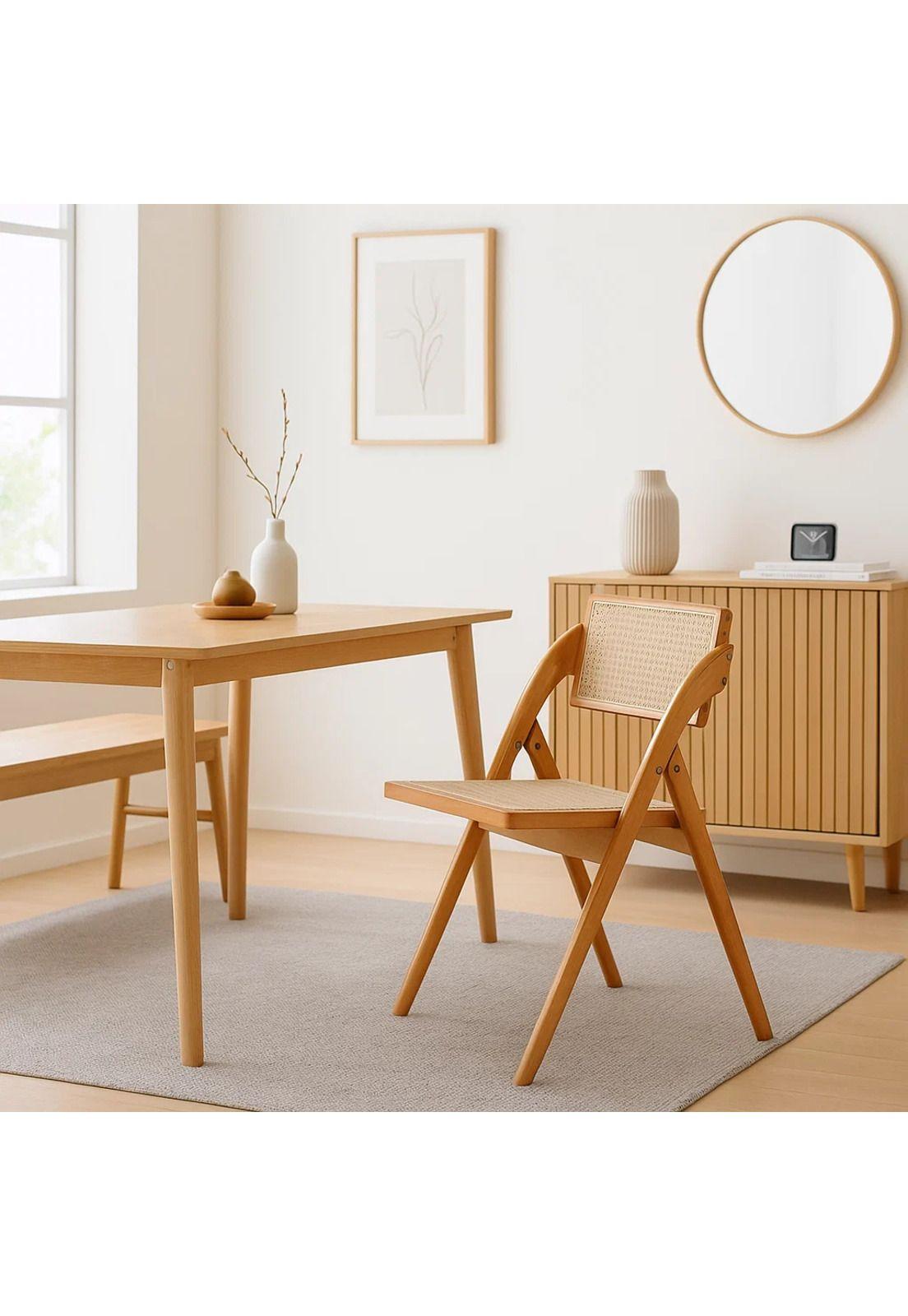 Silla Ambar Plegable de Madera Rattan Natural-2