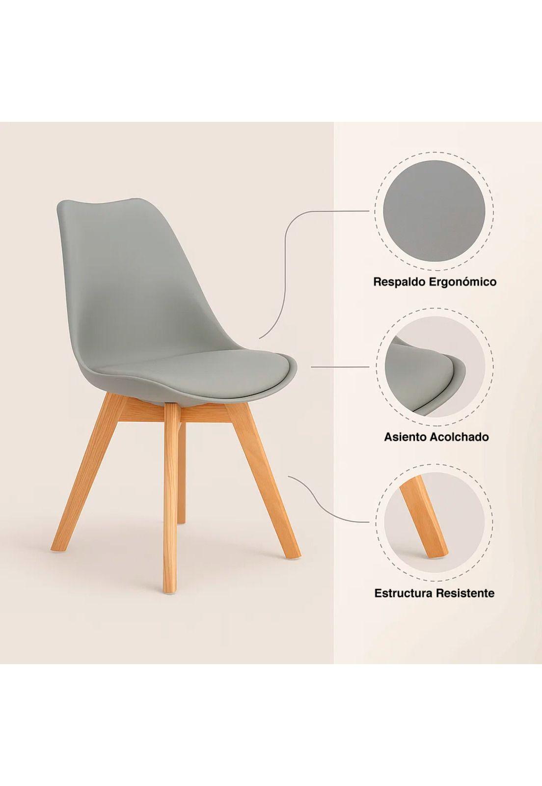 Silla Tulip Acolchada - Gris-4