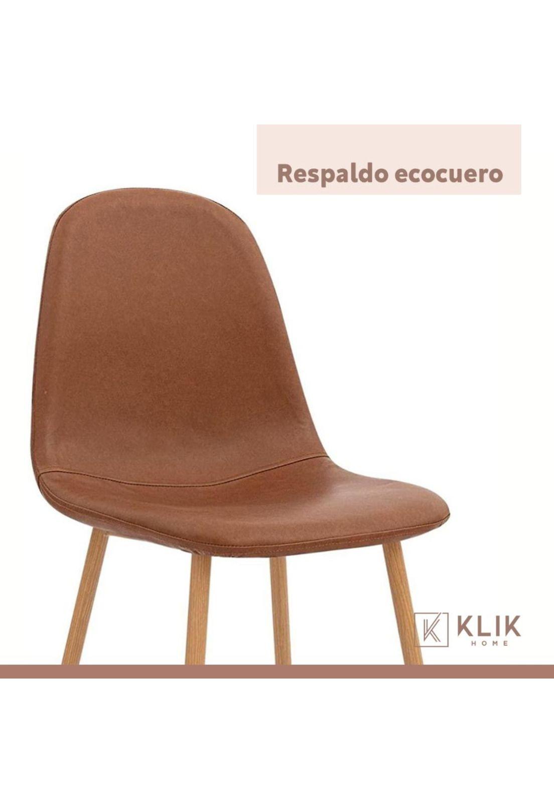 Pack de 4 Sillas Spoon Ecocuero Vintage - Café-4