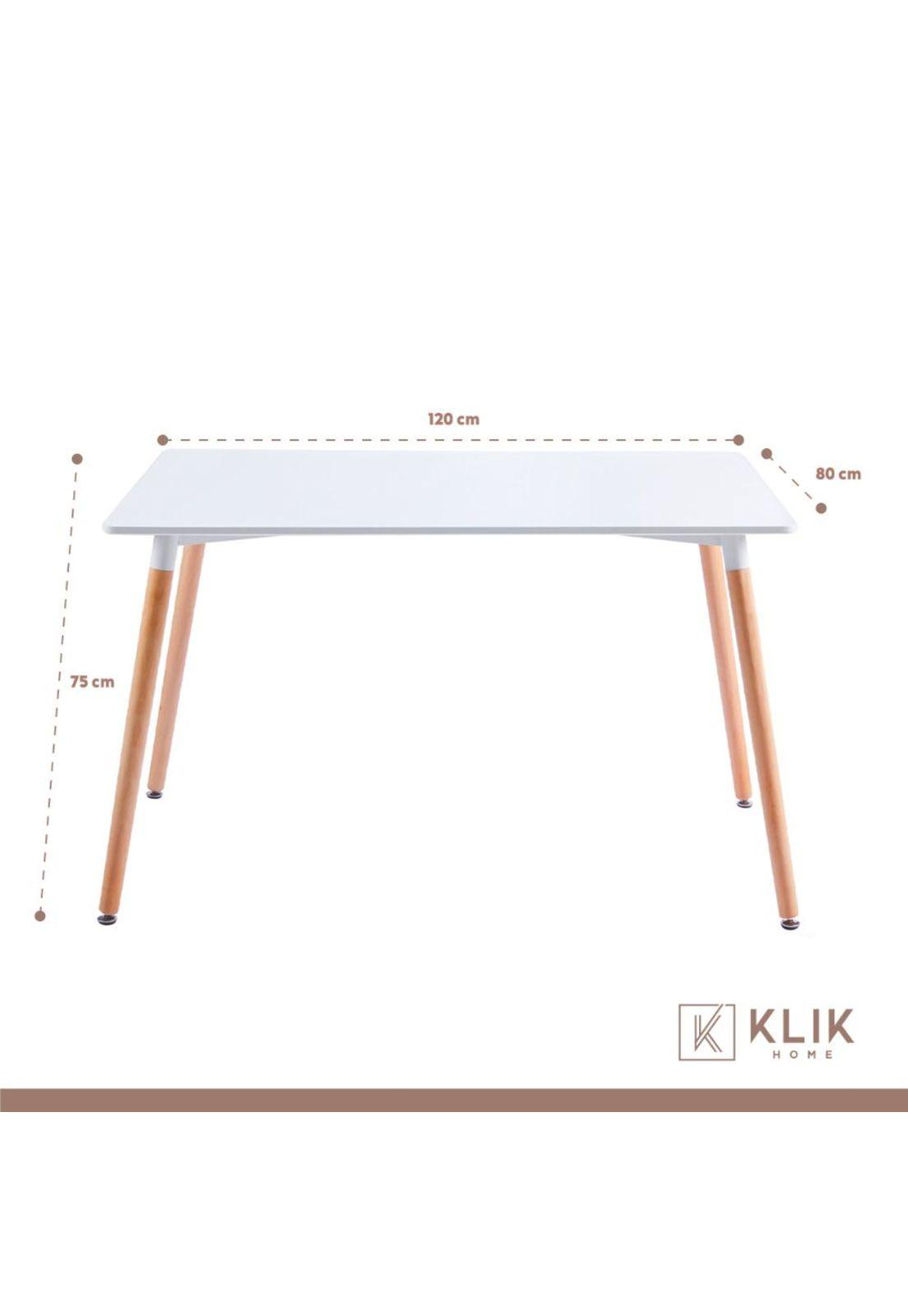 Comedor Mesa de 120x80 Rectangular Blanca + 6 Sillas Tulip - Blancas-5