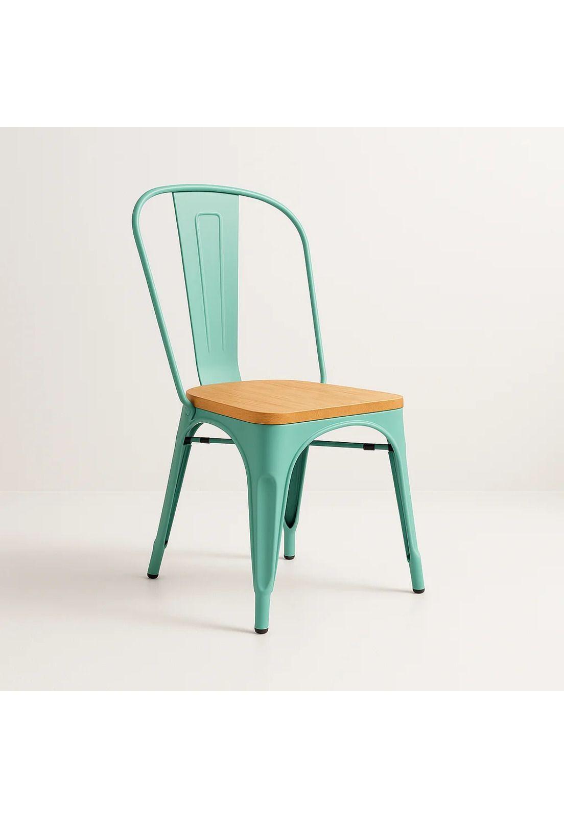 Silla Tolix con asiento de madera clara - Menta-0