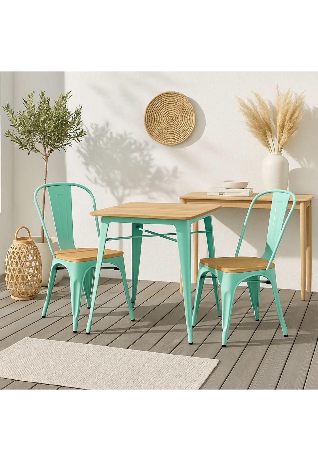Silla Tolix con asiento de madera clara - Menta-2