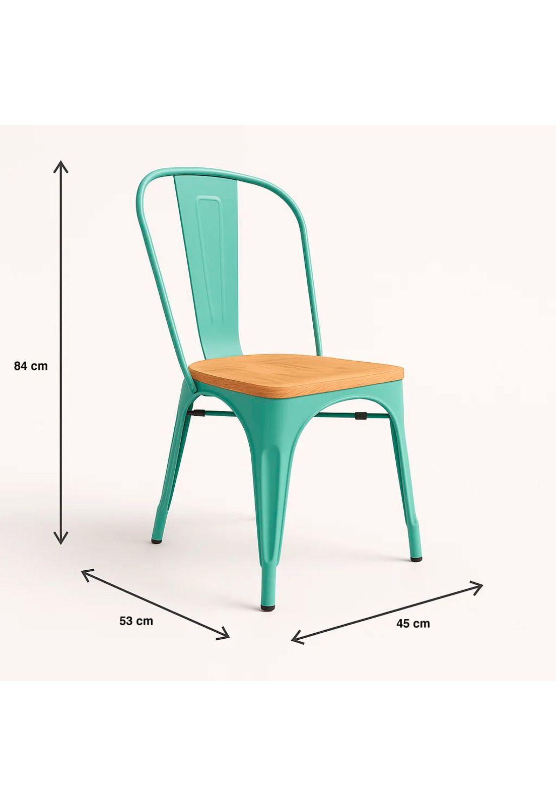 Silla Tolix con asiento de madera clara - Menta-3