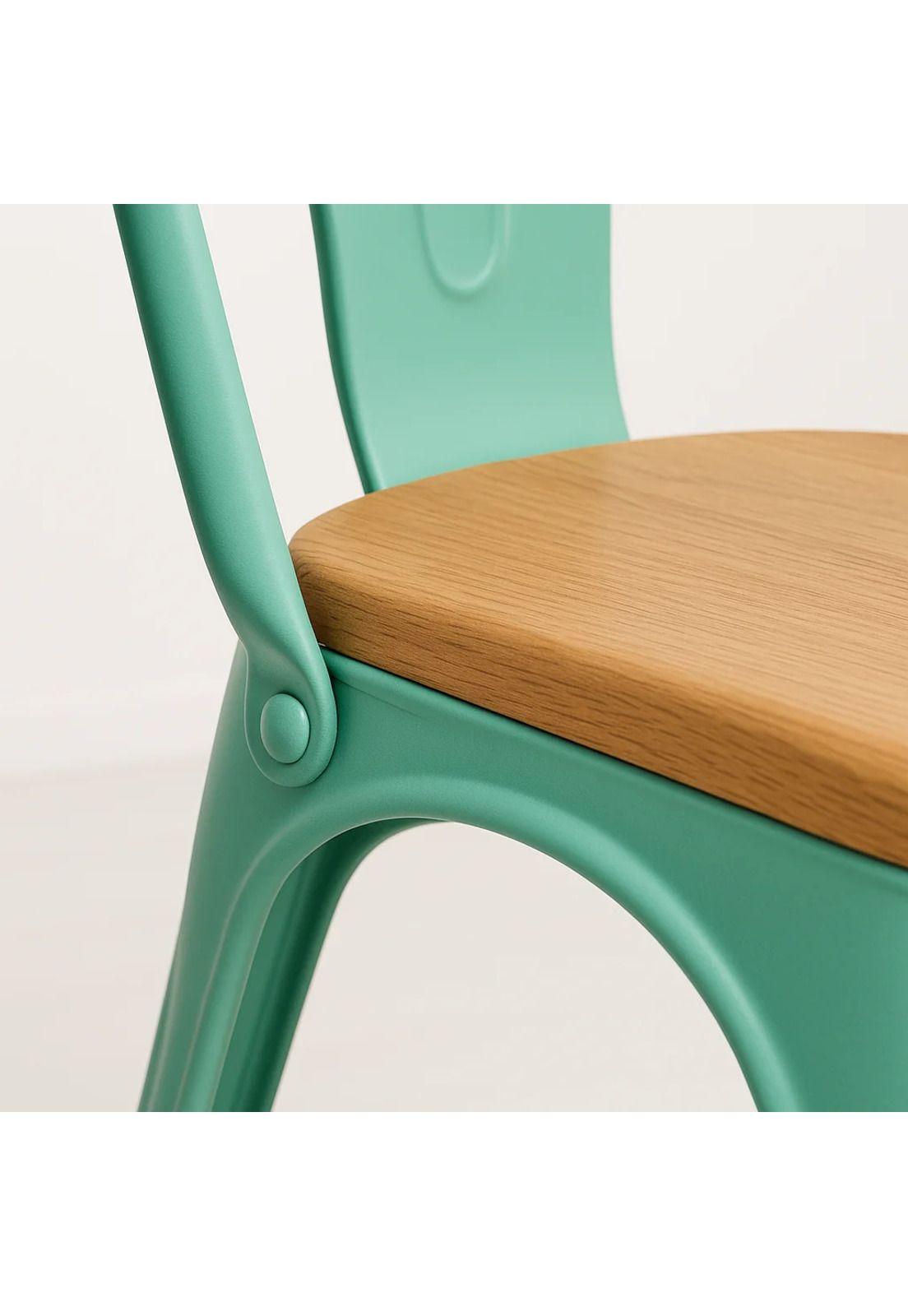 Silla Tolix con asiento de madera clara - Menta-5