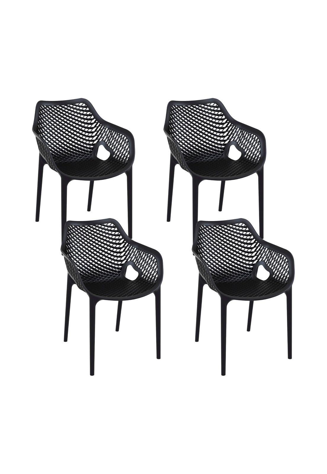 Pack de 4 Sillas Air Berlin Con Reposabrazos - Negras-0