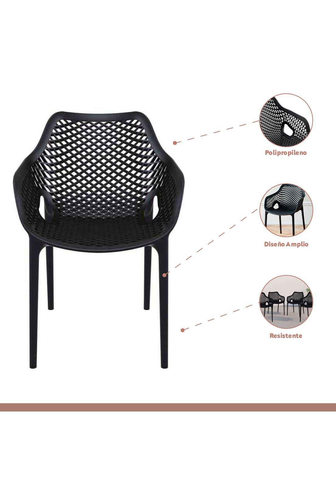 Pack de 4 Sillas Air Berlin Con Reposabrazos - Negras-2