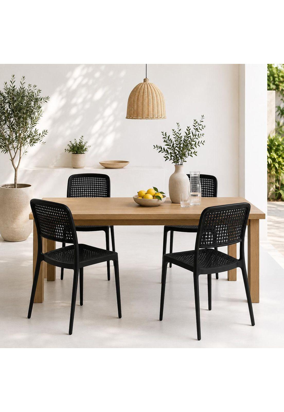 Pack de 4 Sillas de Restaurant o Terraza Comedor Hoffman Enrejada - Negra Completa-1