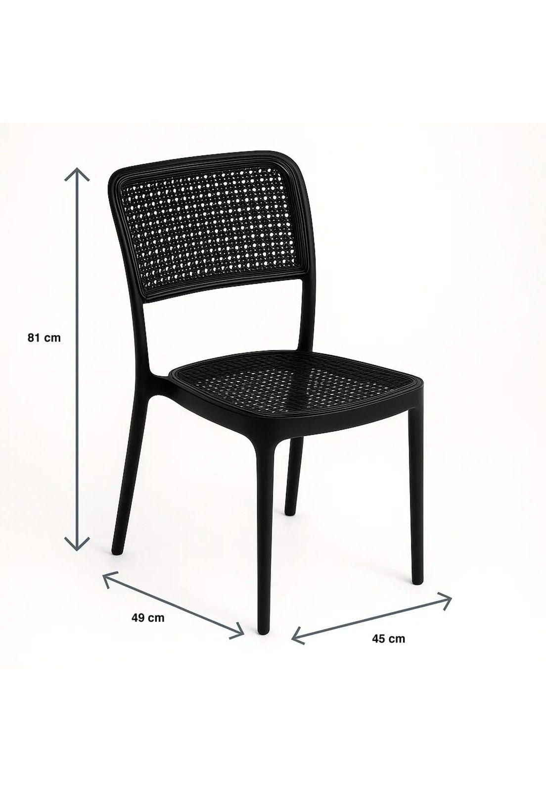 Pack de 4 Sillas de Restaurant o Terraza Comedor Hoffman Enrejada - Negra Completa-3