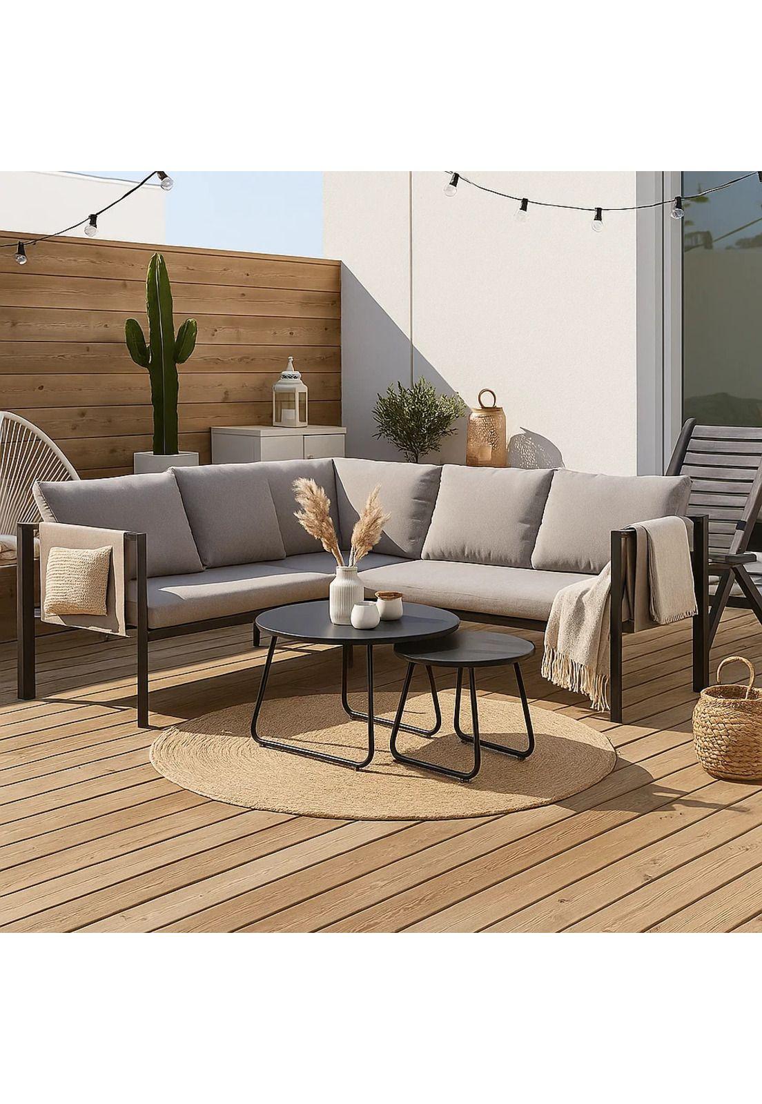 Set Soho 3 Sofás Esquineros Grises y 2 Mesas de Centro-2