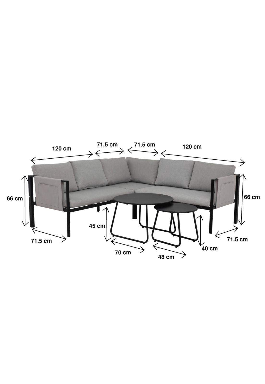 Set Soho 3 Sofás Esquineros Grises y 2 Mesas de Centro-3