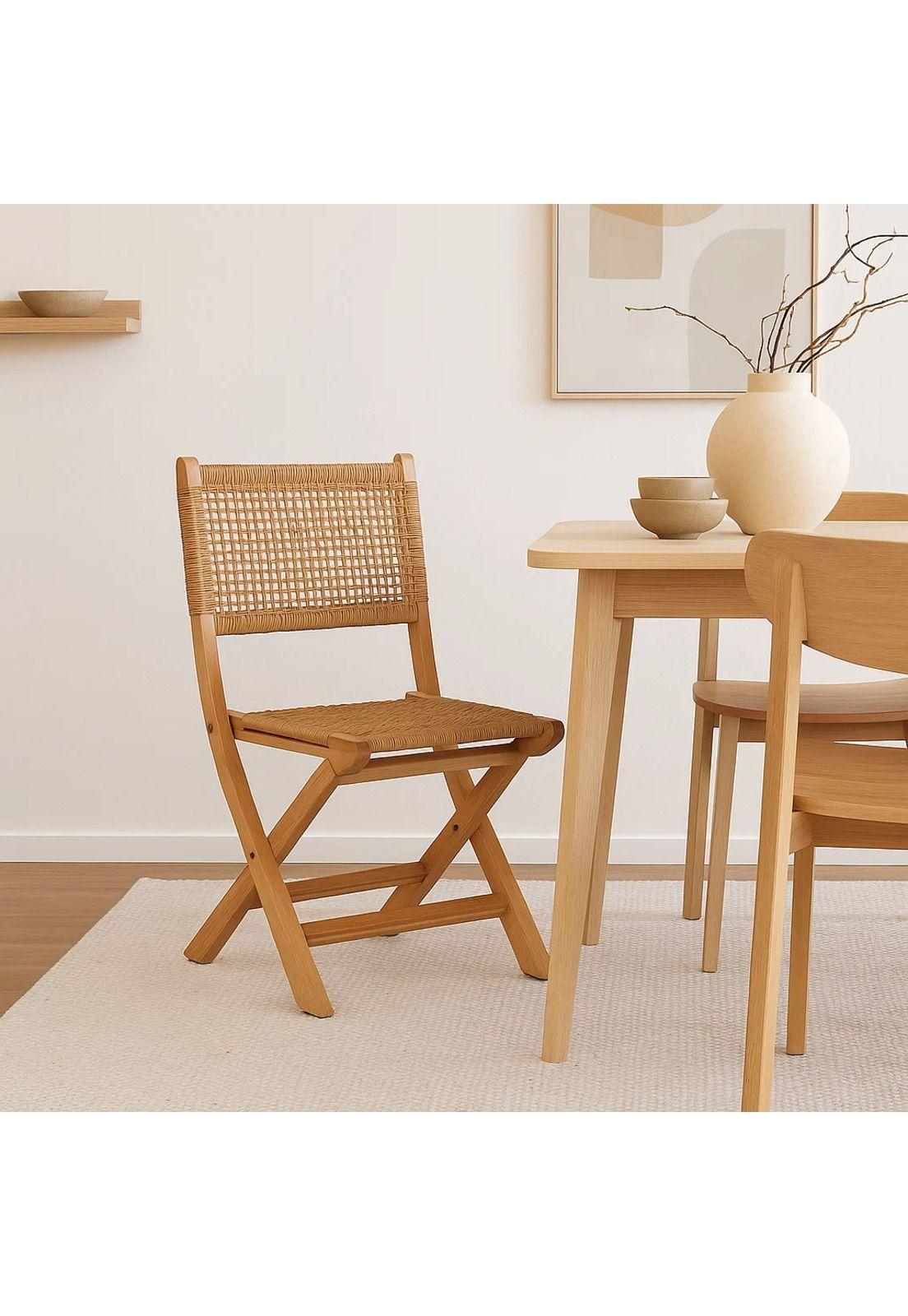 Silla Nido Plegable de Madera Rattan Natural-2