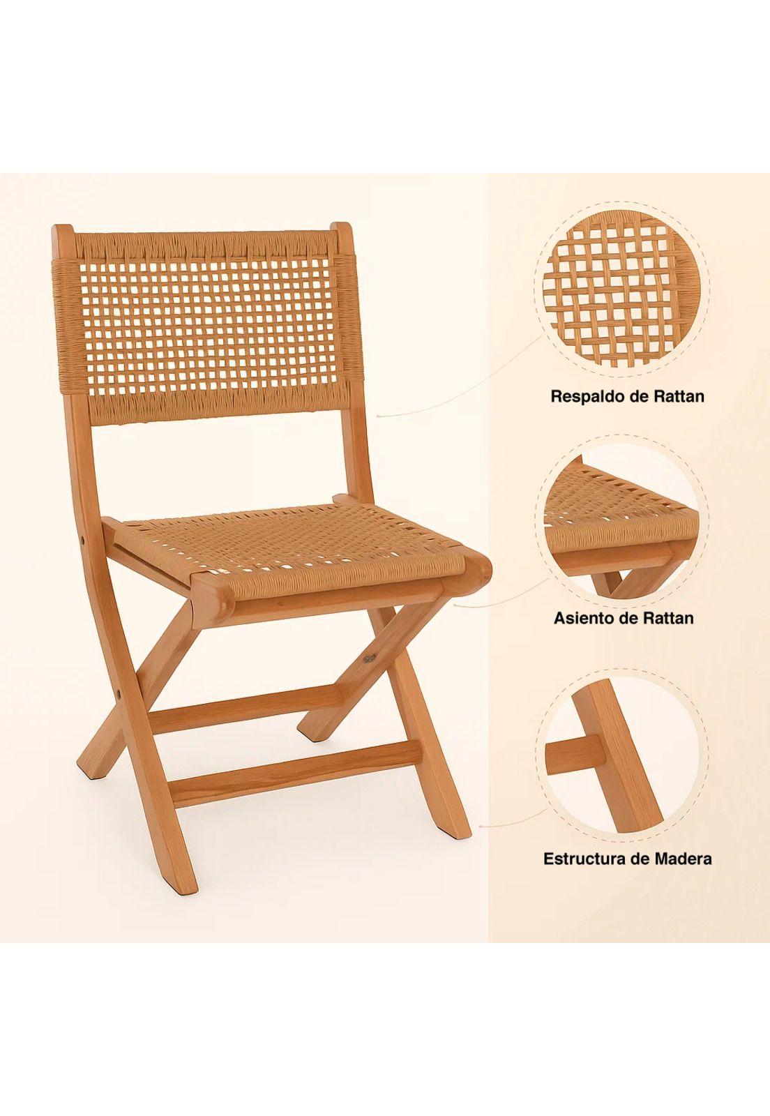 Silla Nido Plegable de Madera Rattan Natural-4