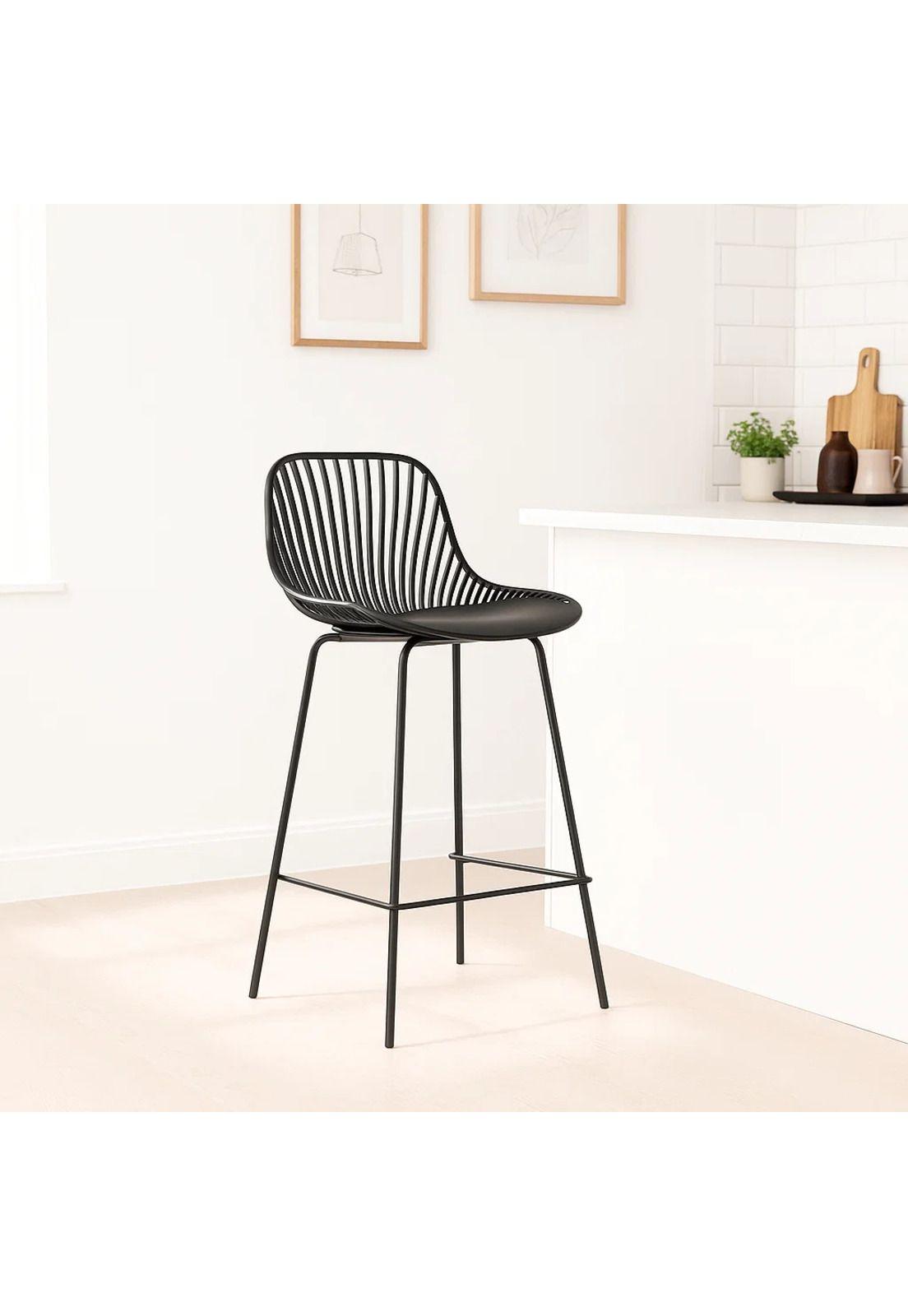 Pack de 2 Taburetes Piso Bar Tropea Alto - Negro-2