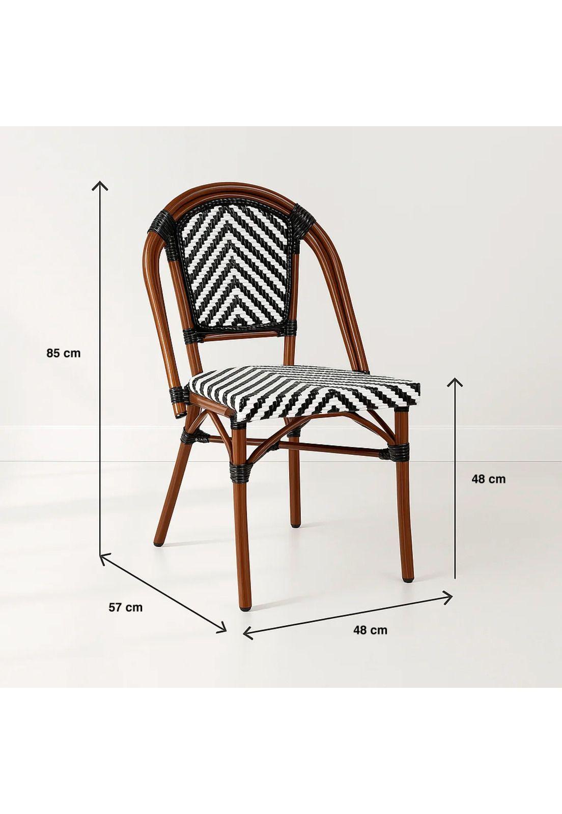 Silla Bistro Parisina Rattan - Blanca con negro-3