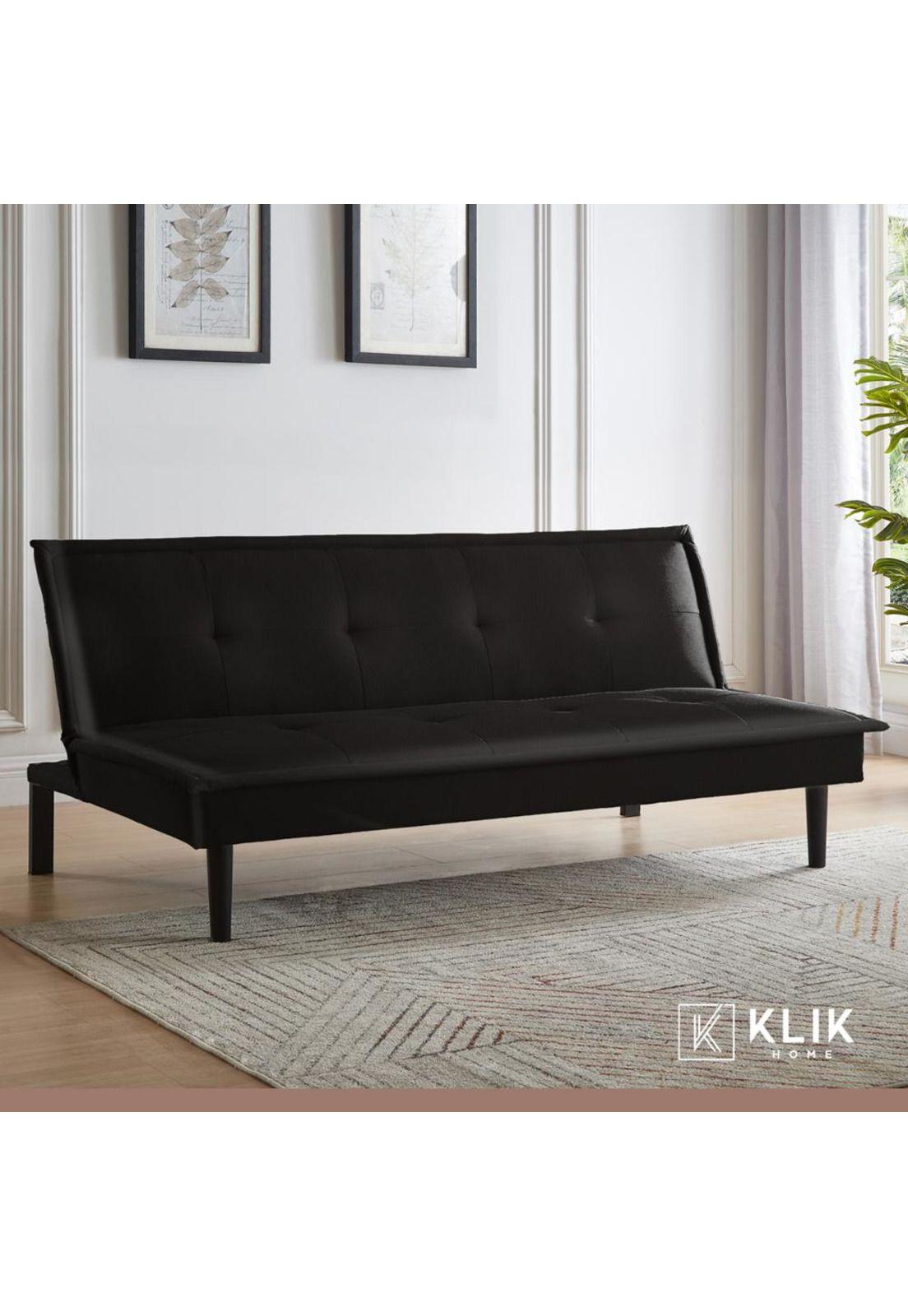 Futón Sofá Cama 2 cuerpos Simply - Ecocuero Negro-1