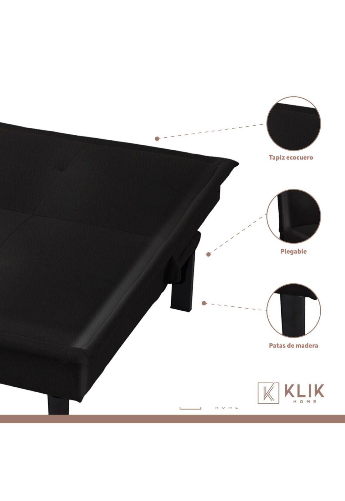 Futón Sofá Cama 2 cuerpos Simply - Ecocuero Negro-2