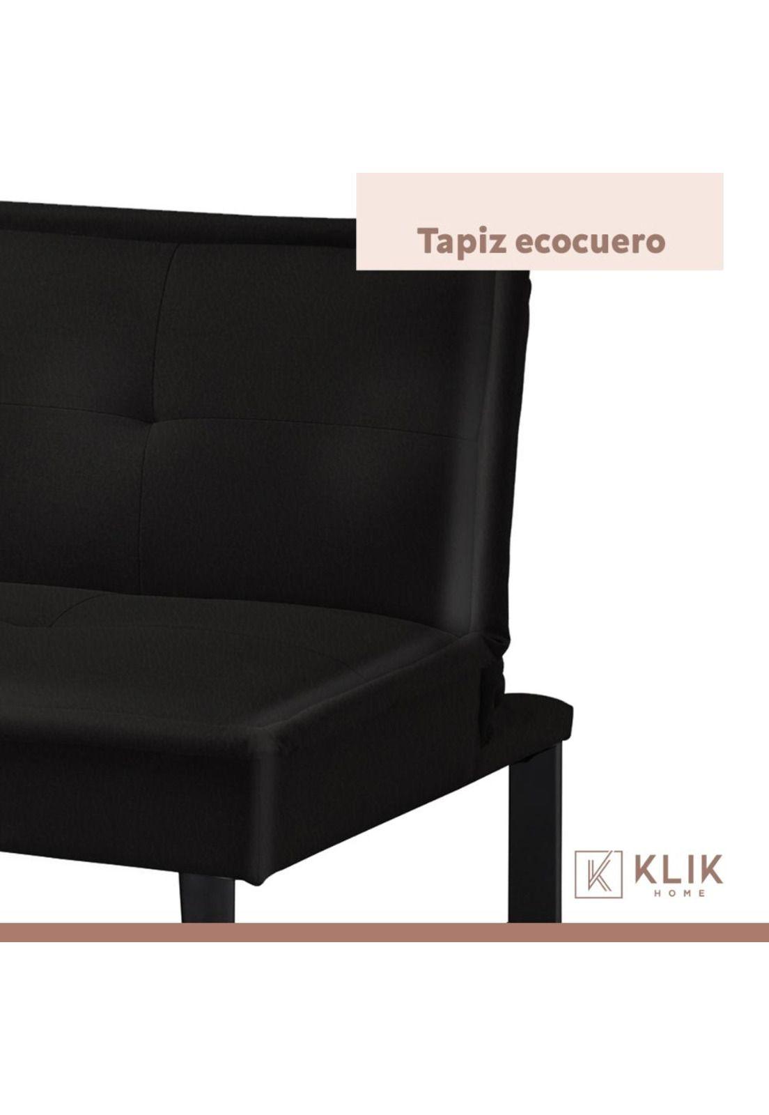 Futón Sofá Cama 2 cuerpos Simply - Ecocuero Negro-4