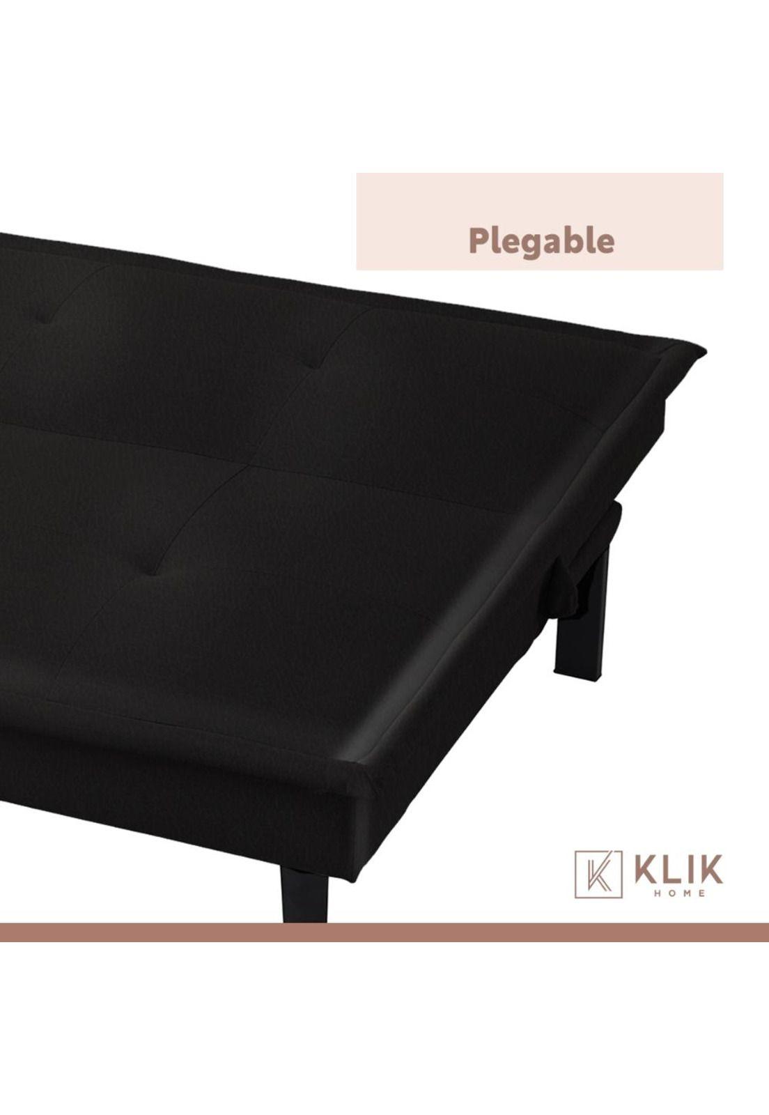 Futón Sofá Cama 2 cuerpos Simply - Ecocuero Negro-5