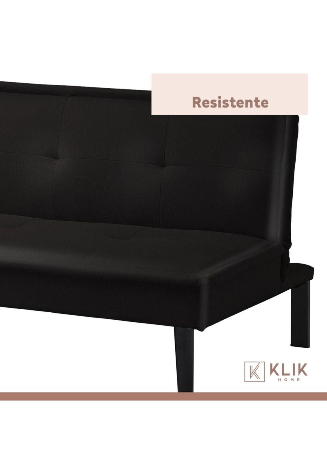 Futón Sofá Cama 2 cuerpos Simply - Ecocuero Negro-6