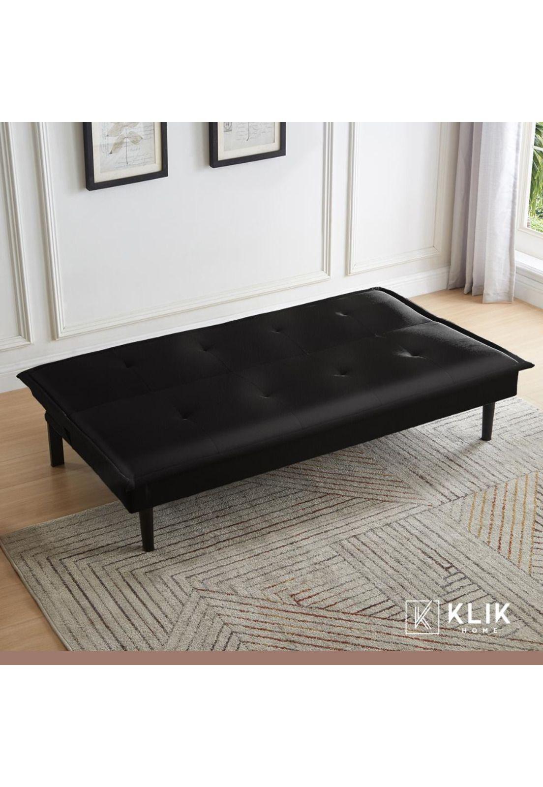 Futón Sofá Cama 2 cuerpos Simply - Ecocuero Negro-7