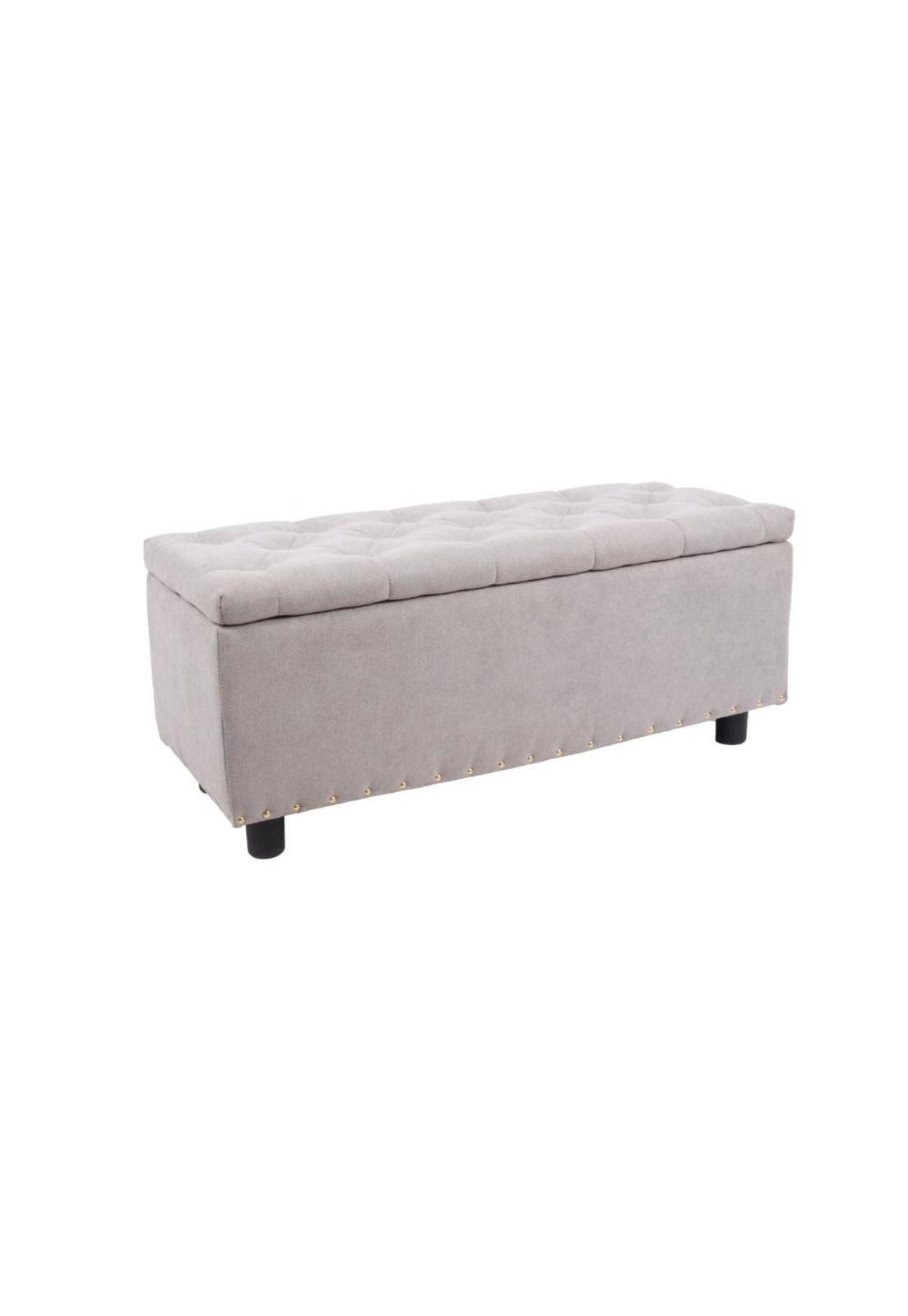 Banqueta acolchada con almacenaje - Gris-0