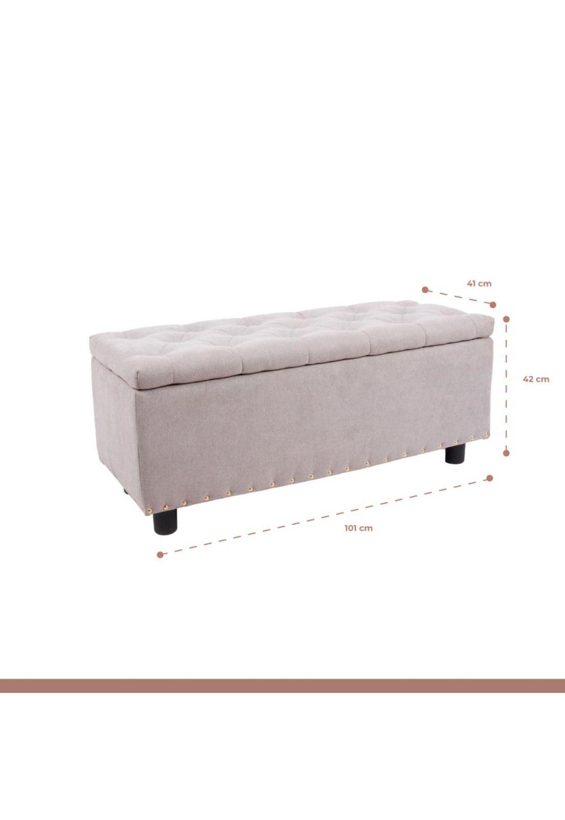 Banqueta acolchada con almacenaje - Gris-3