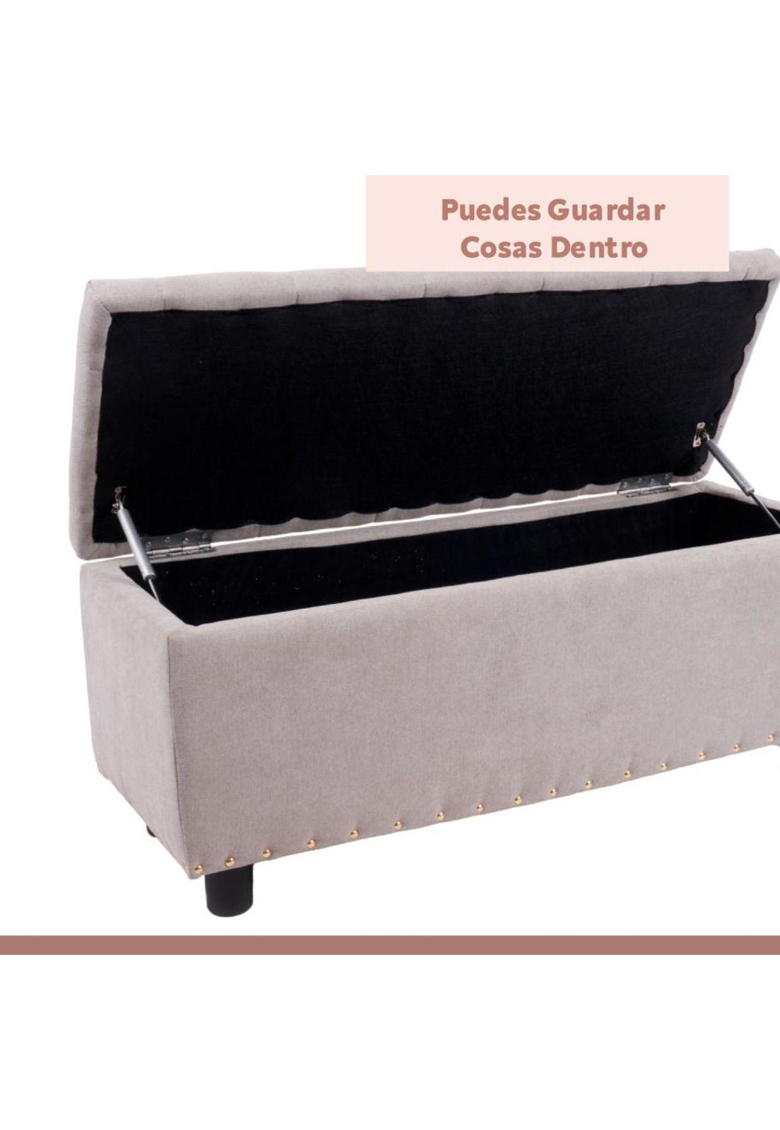 Banqueta acolchada con almacenaje - Gris-5